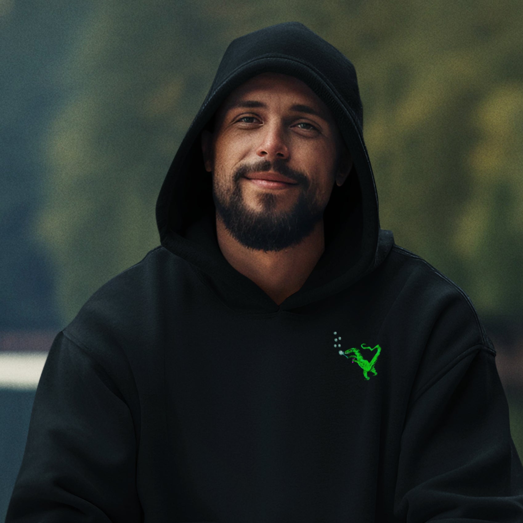 Sustainable Organic Cotton Vegan Hoodie worn by a man