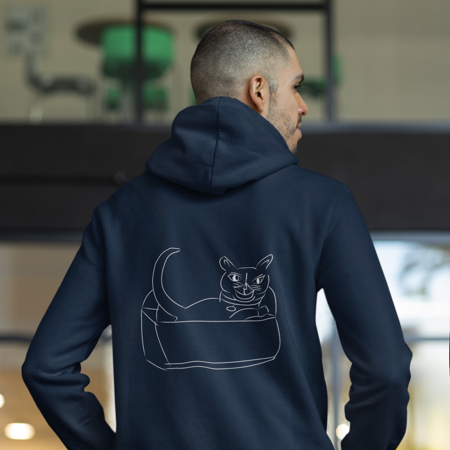 White Cat's Cradle | Sustainable Hoodie worn by a man