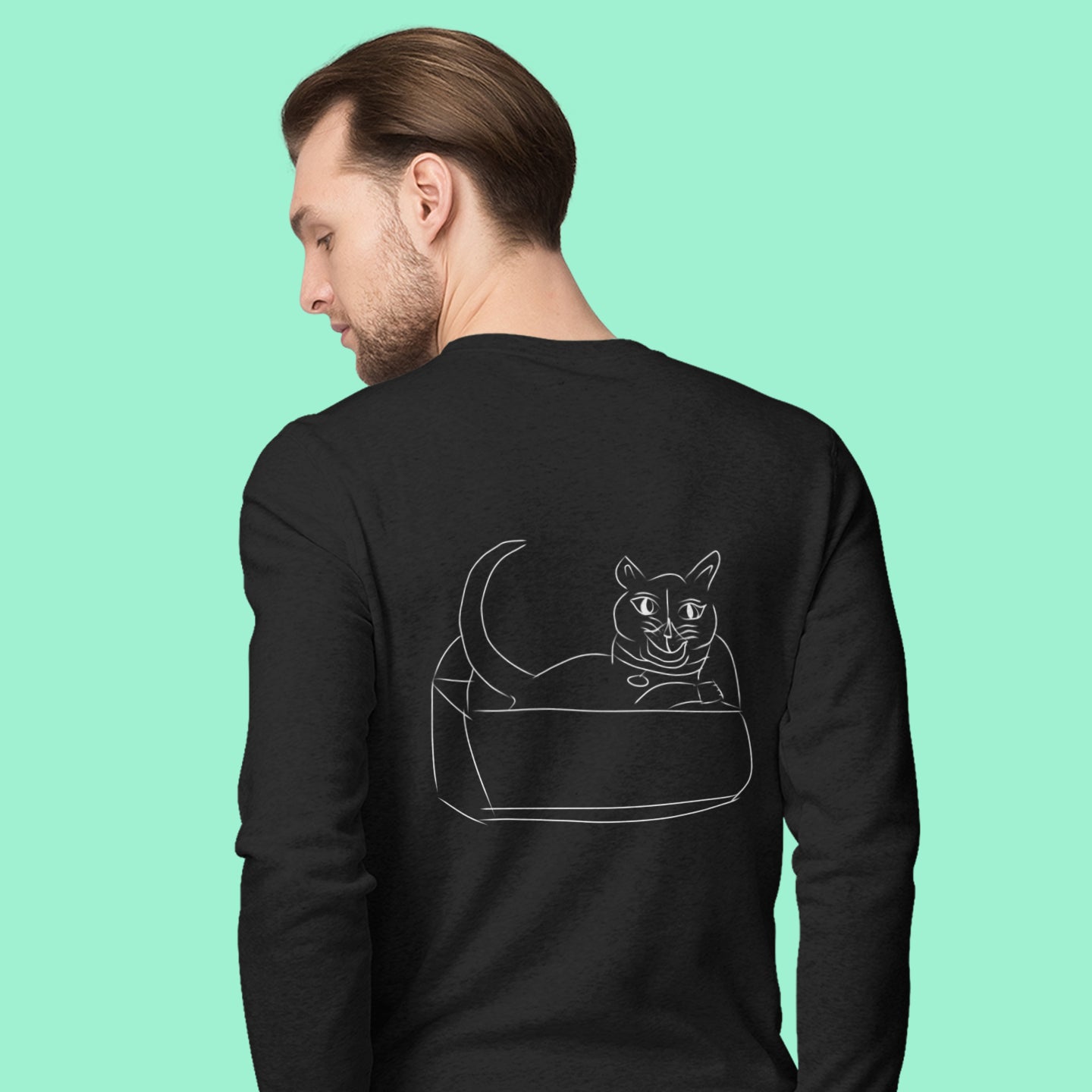 White Cat's Cradle | Vegan Jumper worn by a man