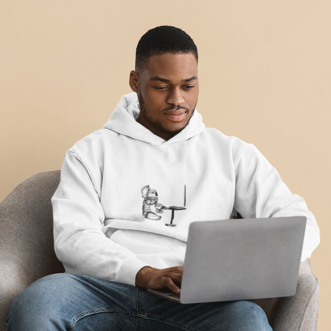 Koala on a Computer | Sustainable Hoodie worn by a man