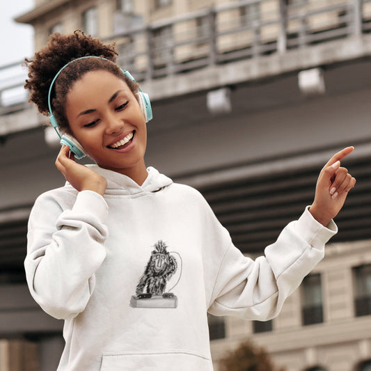 Monkey DJ | Sustainable Hoodie One Pouch worn by a woman