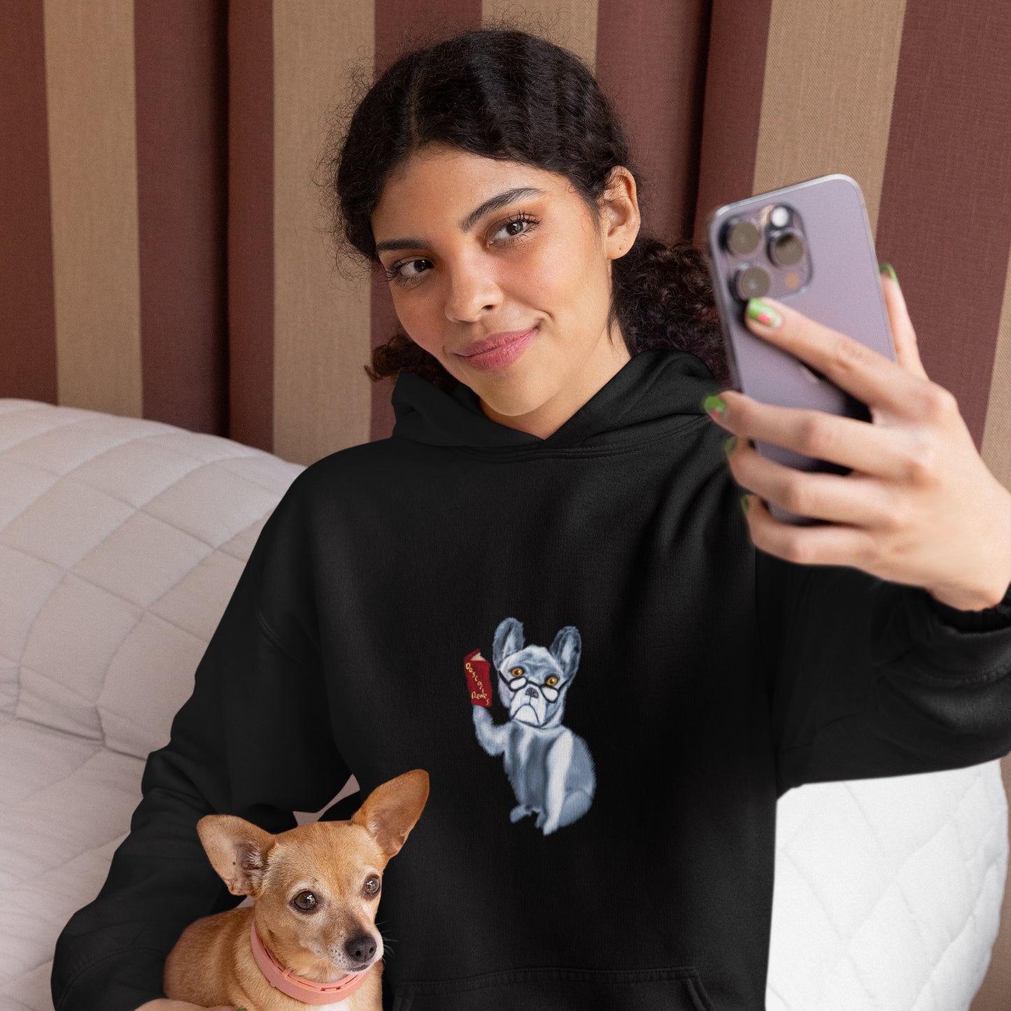 Dog Philosopher | Sustainable Hoodie worn by a woman