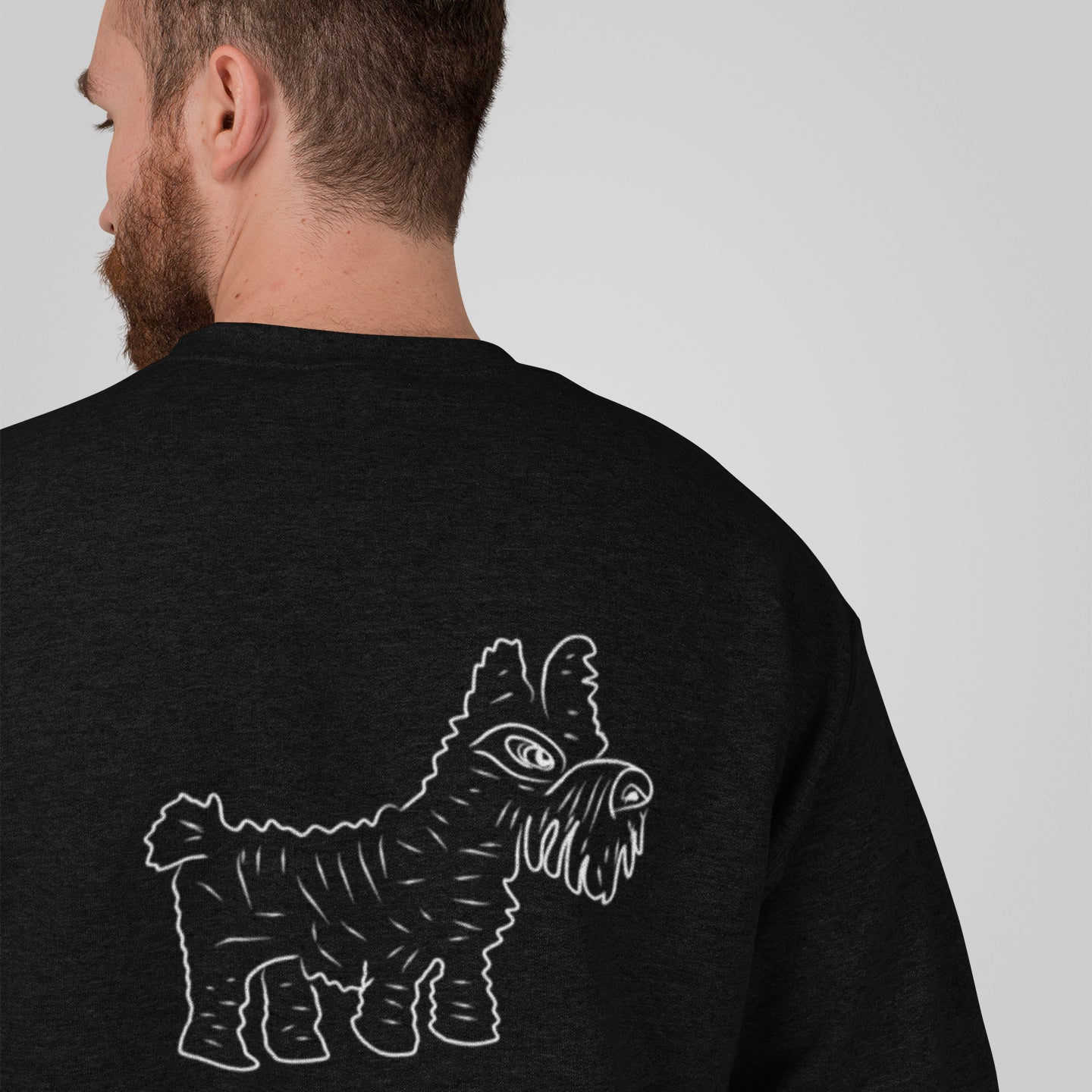 White Dog | Vegan Jumper worn by a man