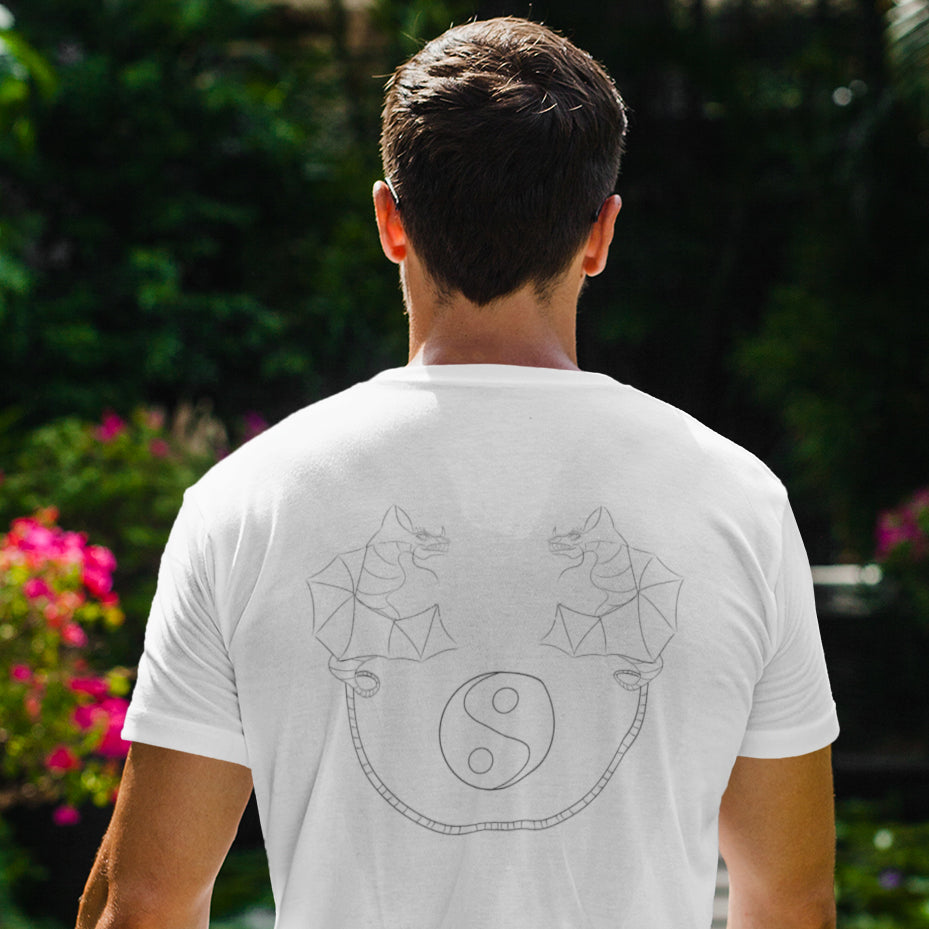 Dragon Dance, Yin and Yang | 100% Organic Cotton T Shirt worn by a man