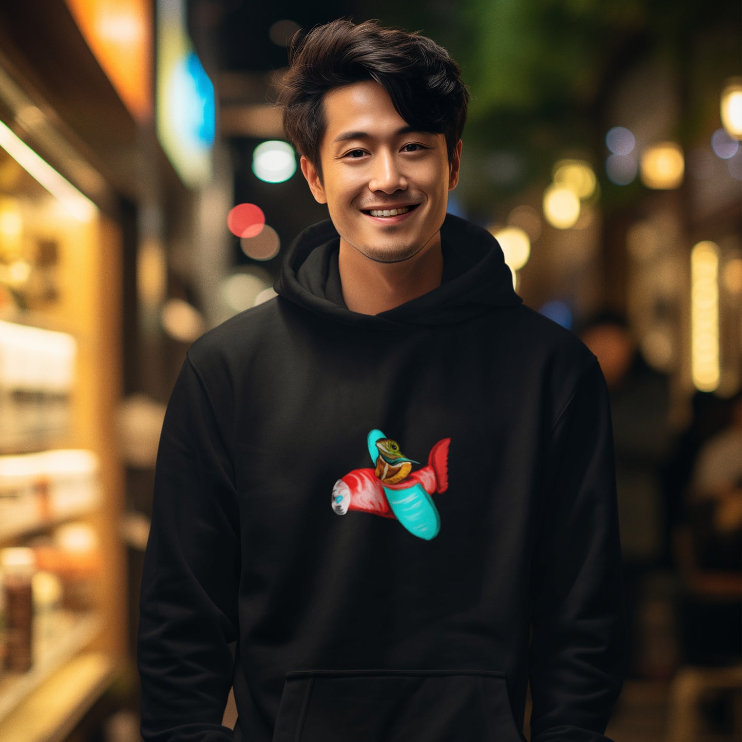 Flying Lizard  | Sustainable Hoodie worn by a man