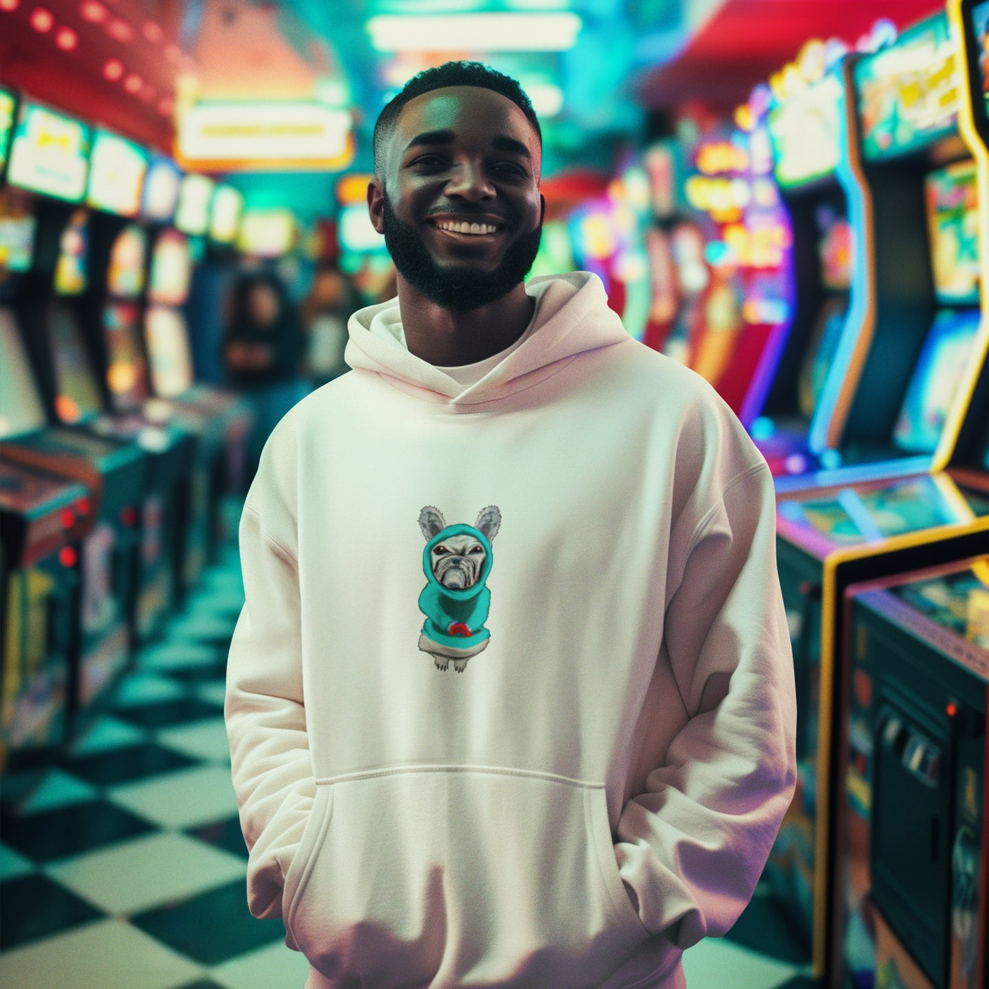 Dog Gamer | Sustainable Hoodie worn by a man