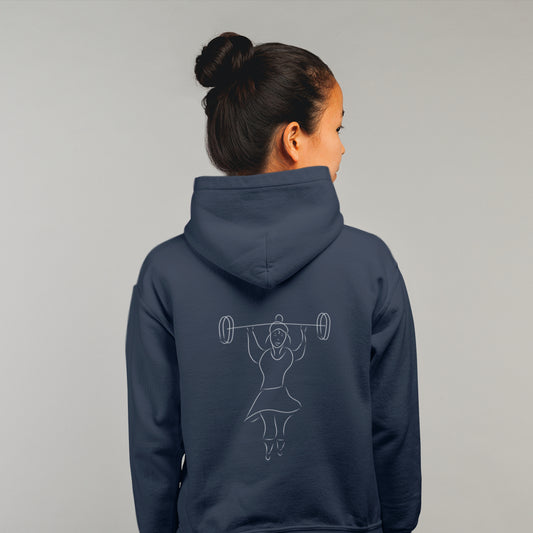 Women That Lift White | Sustainable Hoodie worn by a woman