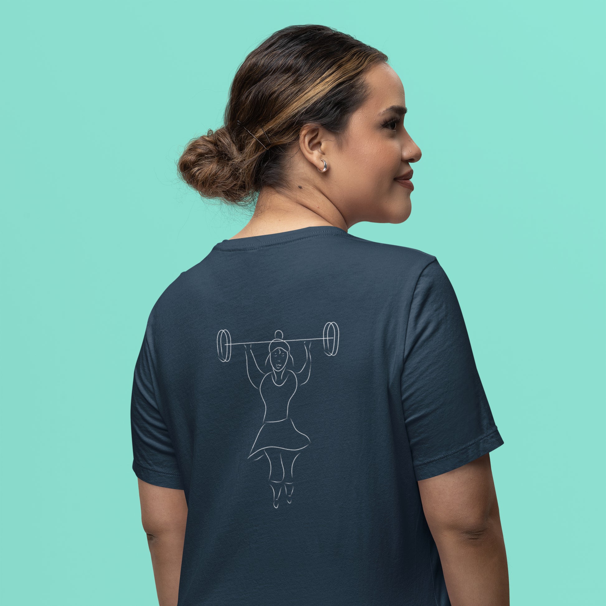 Women That Lift White | 100% Organic Cotton T Shirt worn by a woman