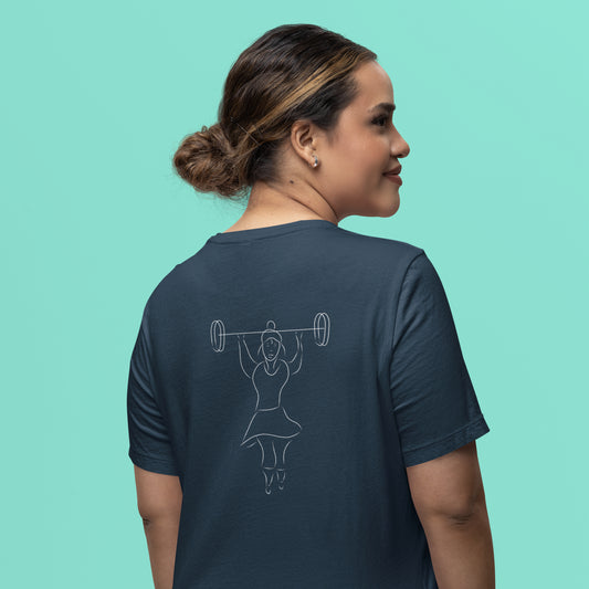 Women That Lift White | 100% Organic Cotton T Shirt worn by a woman