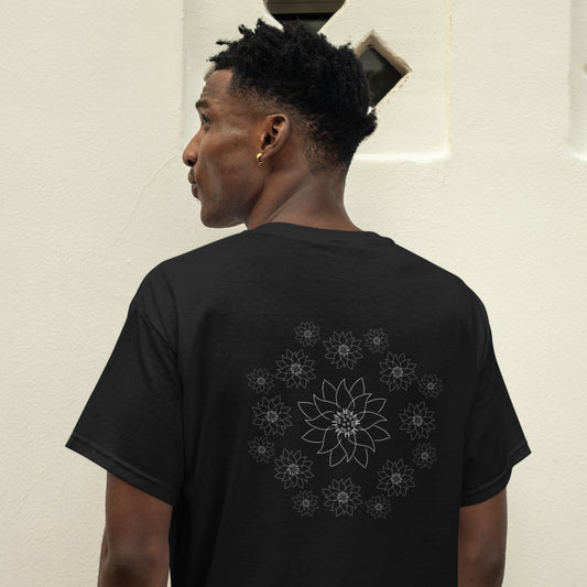 White Lotus Dream | 100% Organic Cotton T Shirt in black worn by a man
