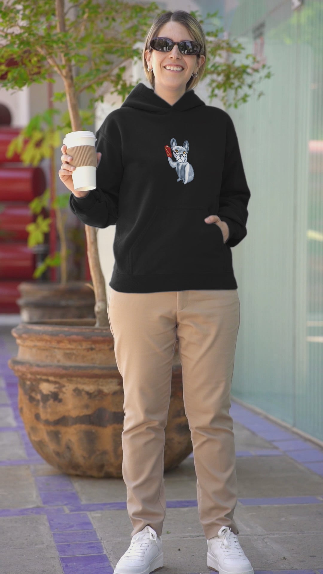 Dog Philosopher | Sustainable Hoodie worn by a woman