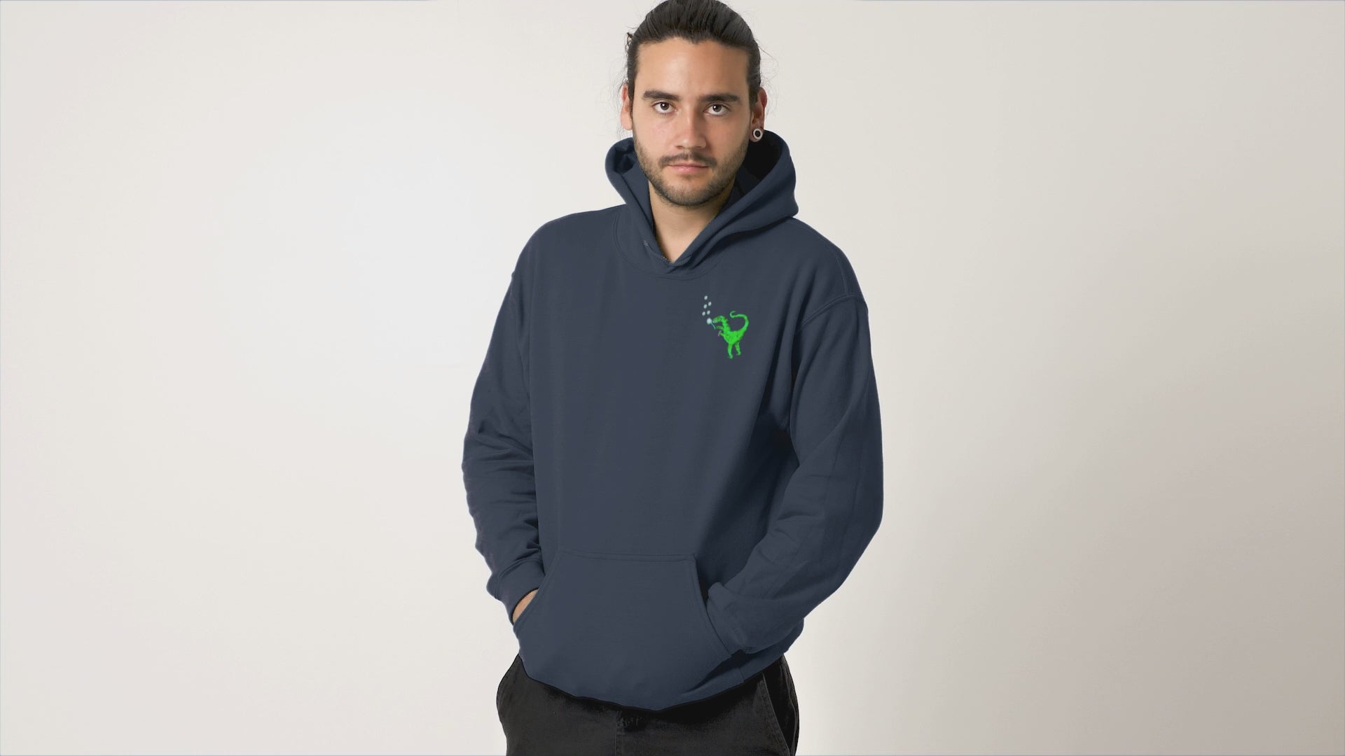 Sustainable Organic Cotton Vegan Hoodie worn by a man