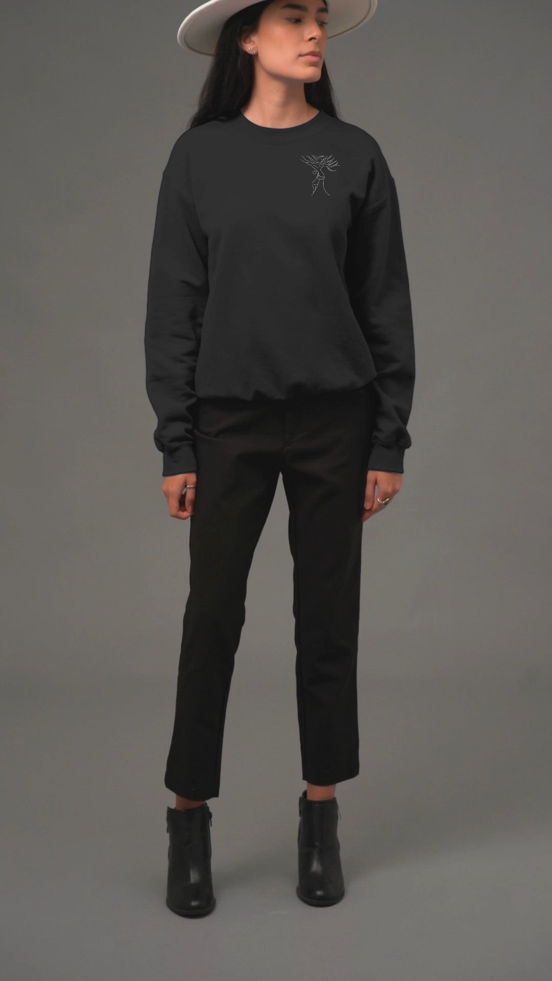 The White Tree Hug | Vegan Jumper worn by a woman