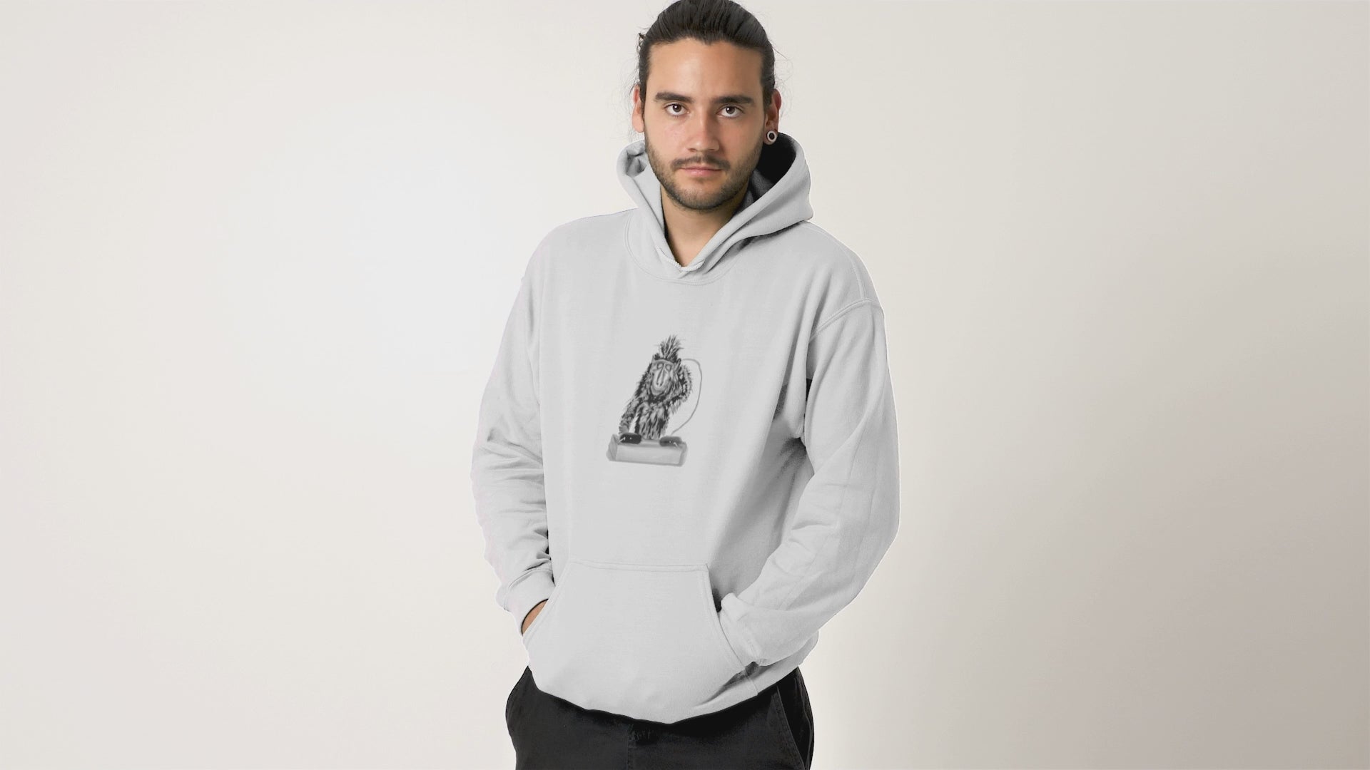 Monkey DJ | Sustainable Hoodie worn by a man