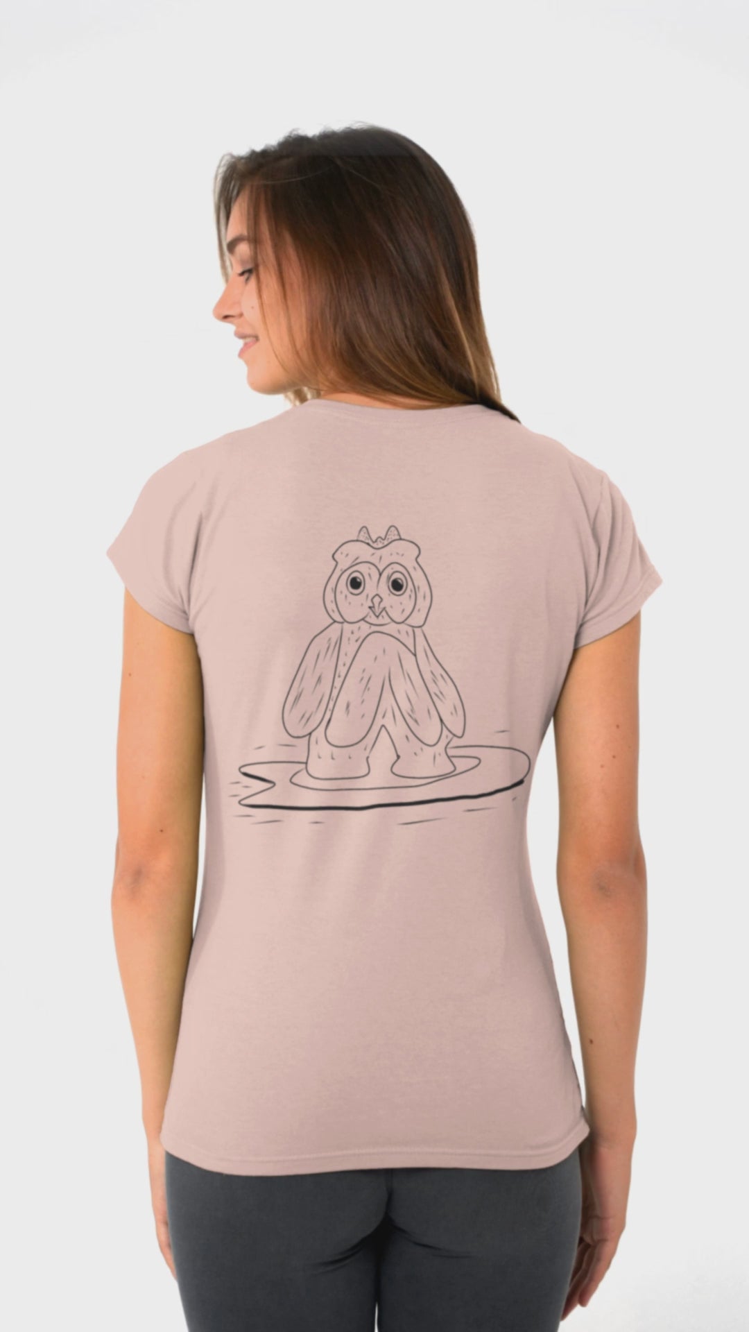 Woman wearing Surfing Owl | 100% Organic Cotton T Shirt