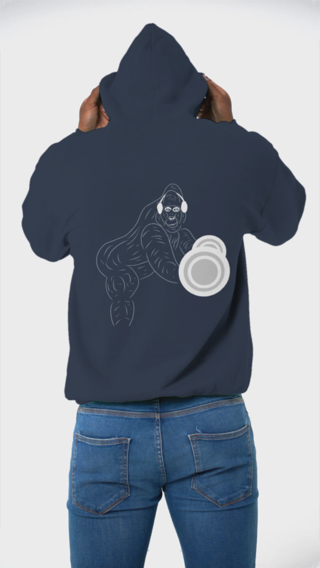 White Gorilla Gym | Sustainable Hoodie worn by a man