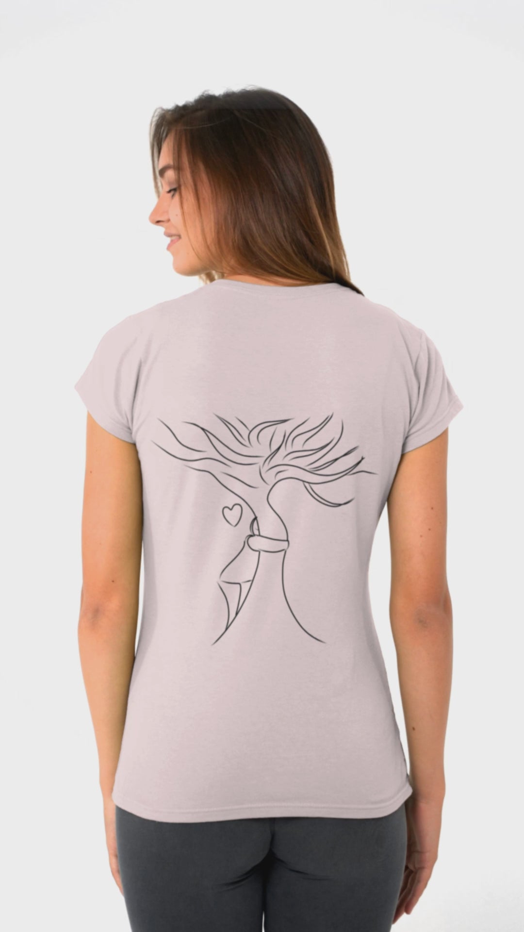 Sustainable Embrace Tree | 100% Organic Cotton T Shirt worn by a woman