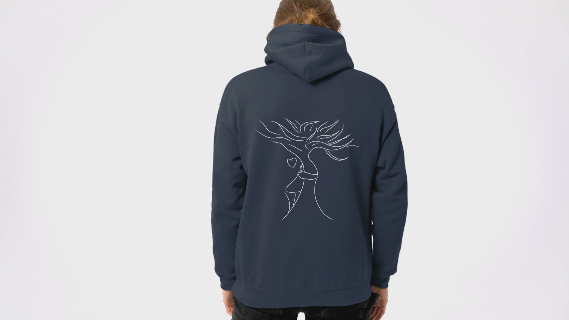 White Tree Hug | Sustainable Hoodie worn by a man