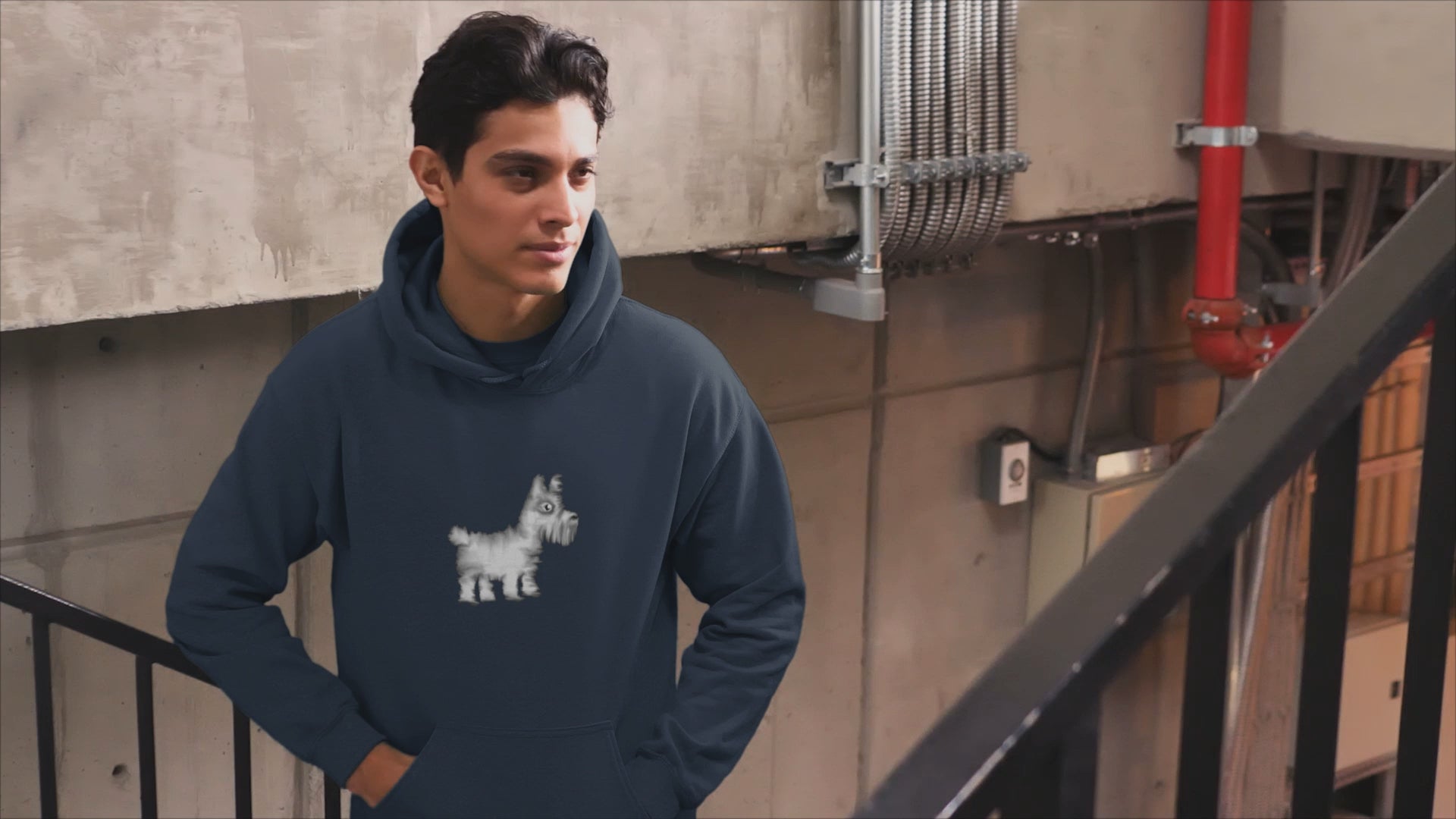 Westie Dog | Sustainable Hoodie worn by a man