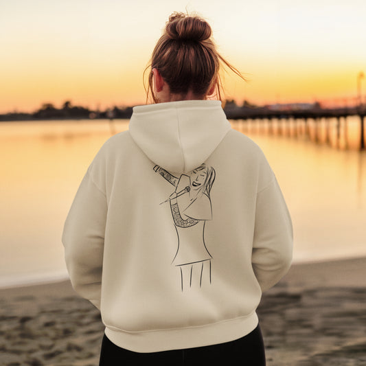 Songstress Woman Singing | Sustainable Hoodie worn by a woman