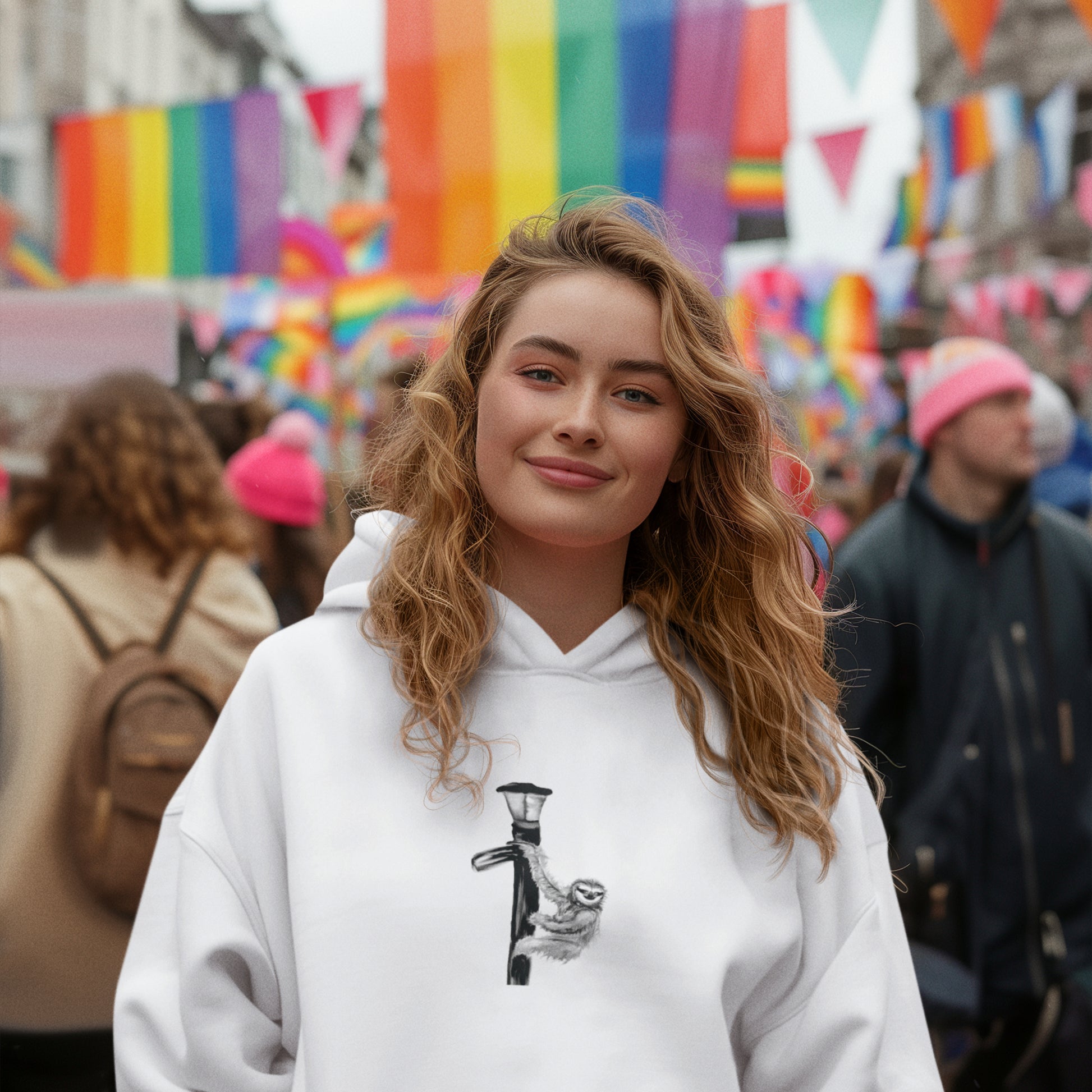 Sloth | Sustainable Hoodie worn by a woman