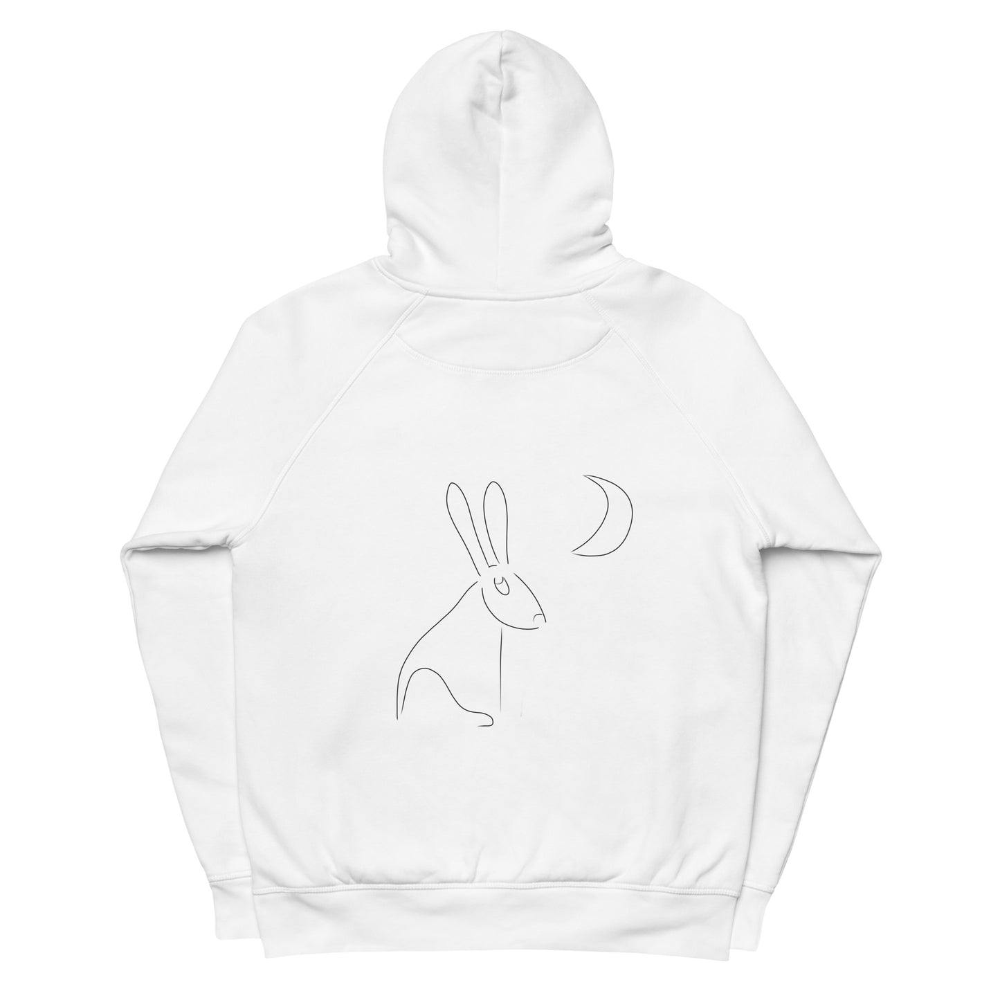 Hare stares at moon sustainable vegan hoodie two pocket