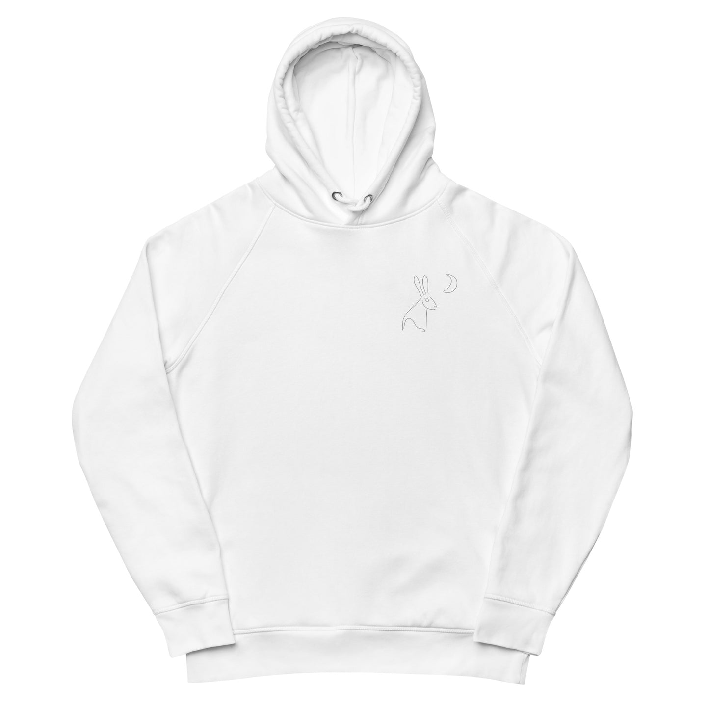 Hare stares at moon sustainable vegan hoodie two pocket
