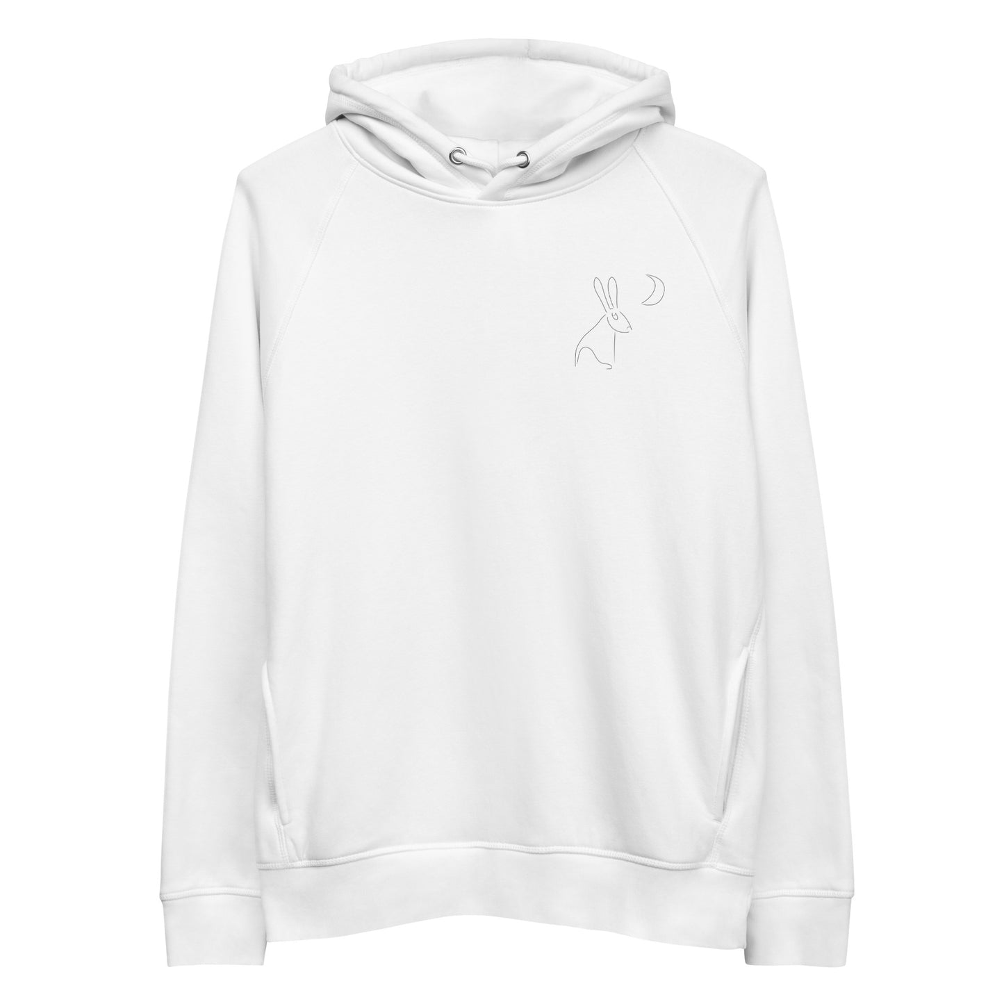 Hare stares at moon sustainable vegan hoodie two pocket