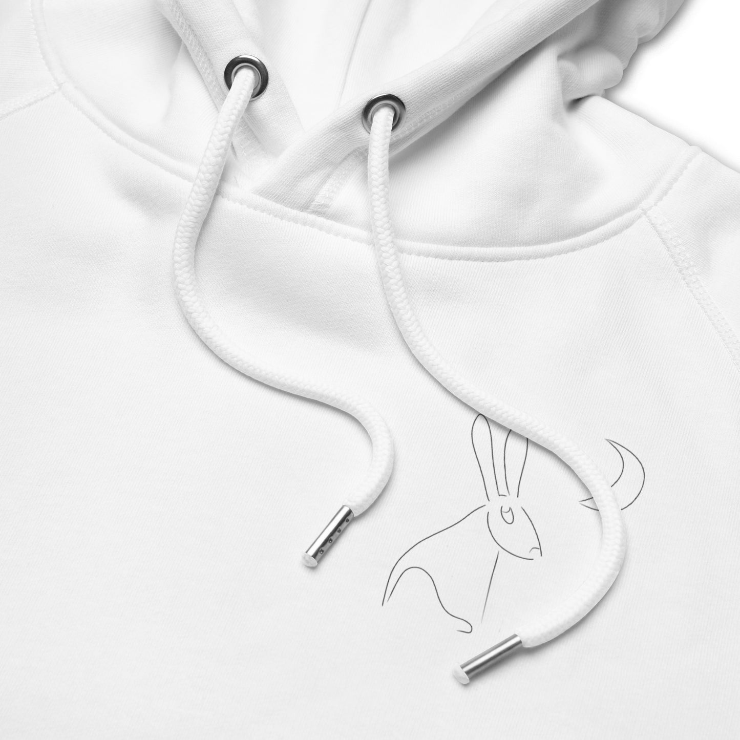 Hare stares at moon sustainable vegan hoodie two pocket