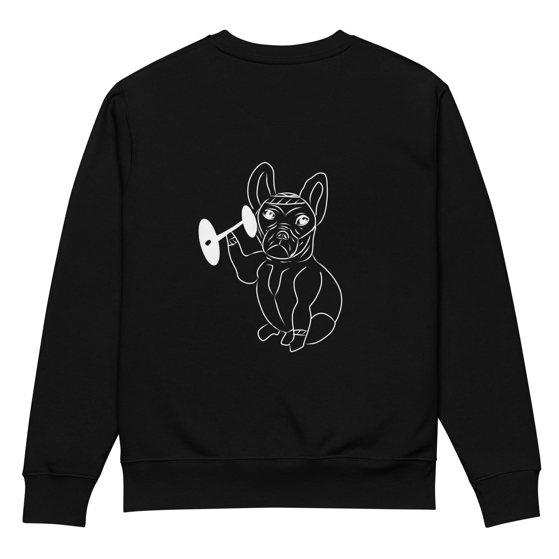White French Bulldog Weight Lifter | Vegan Jumper in black back view