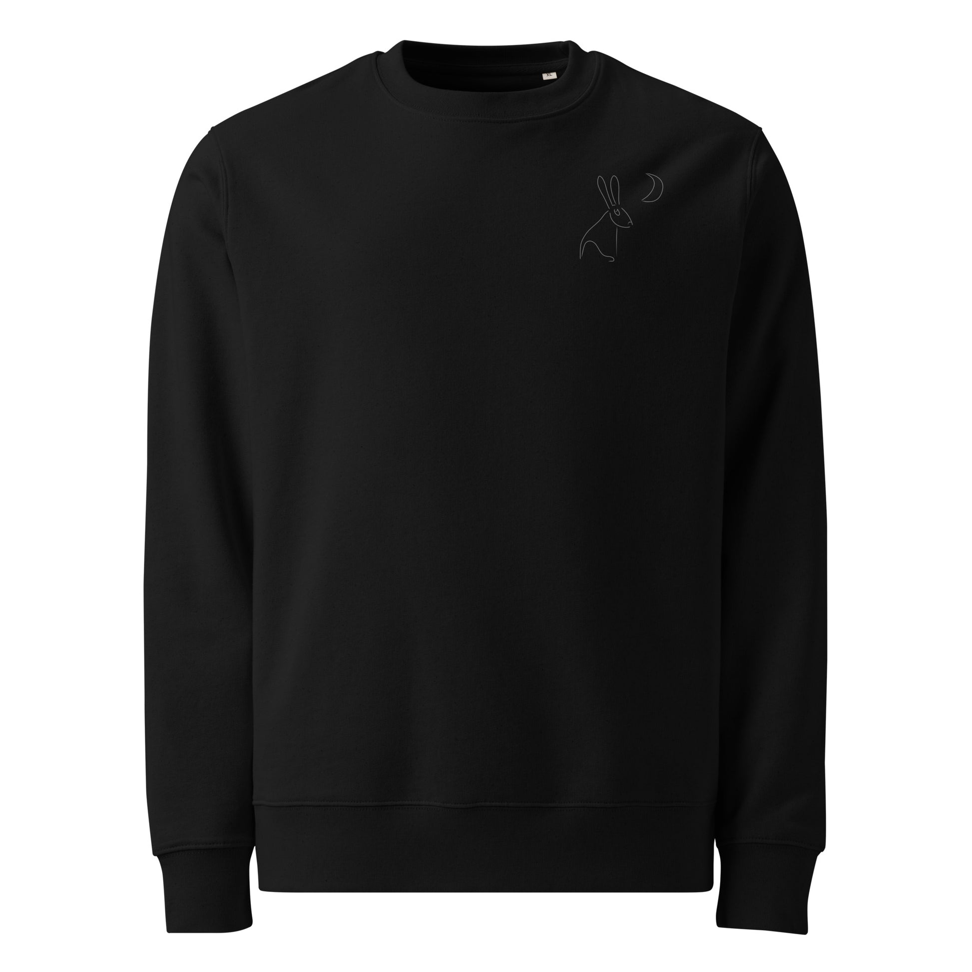 White Hare Stares at the Moon | Vegan Jumper in black