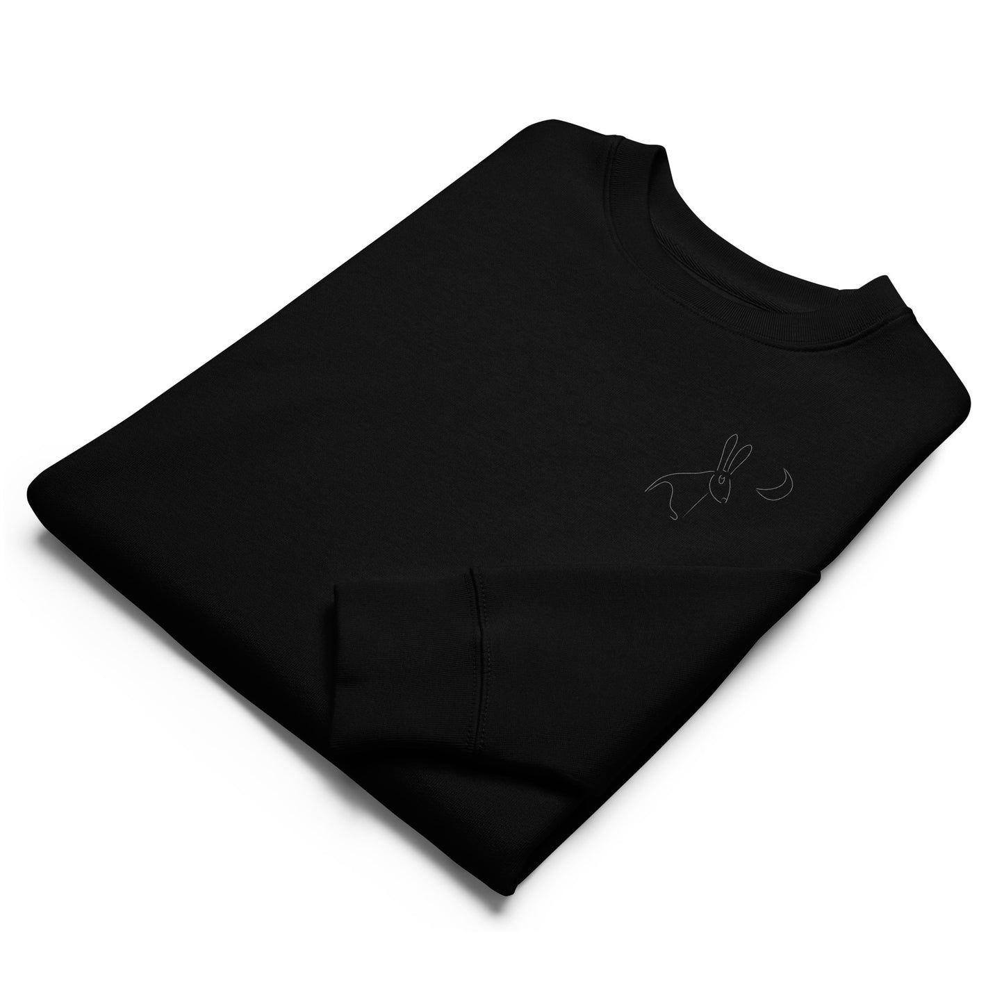 White Hare Stares at the Moon | Vegan Jumper in black front