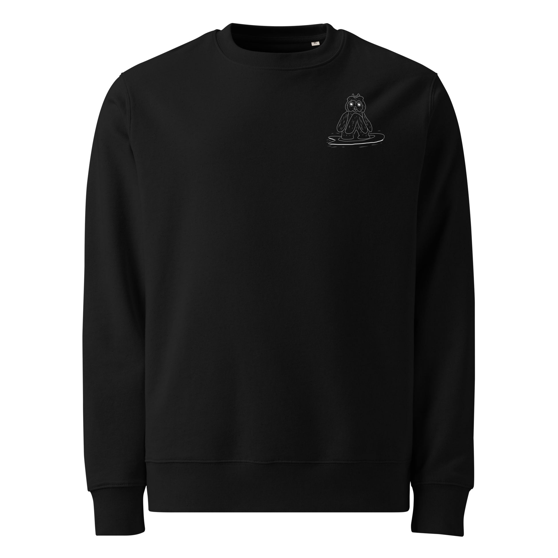 Surfing Owl White Line | Vegan Jumper in black