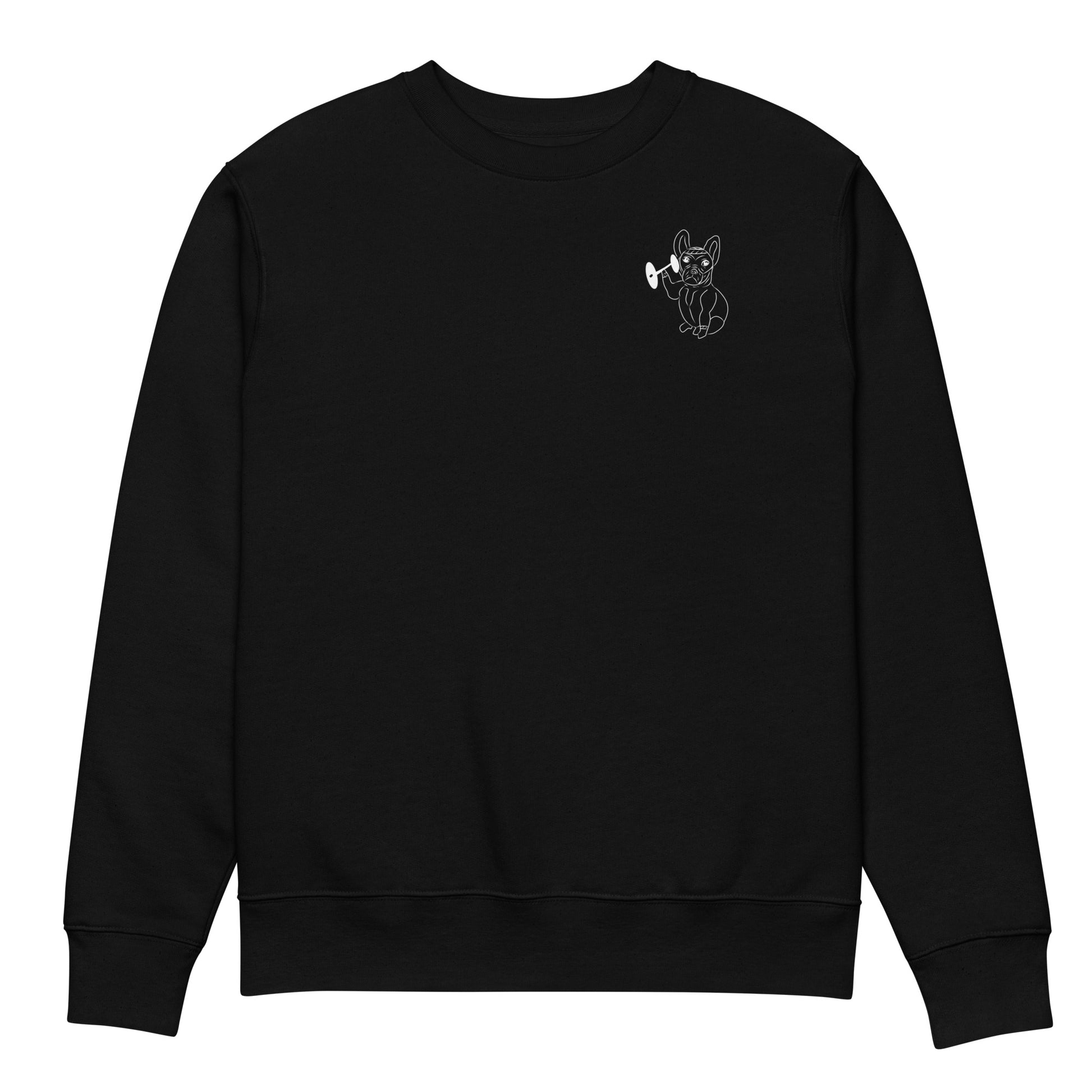 White French Bulldog Weight Lifter | Vegan Jumper black front view