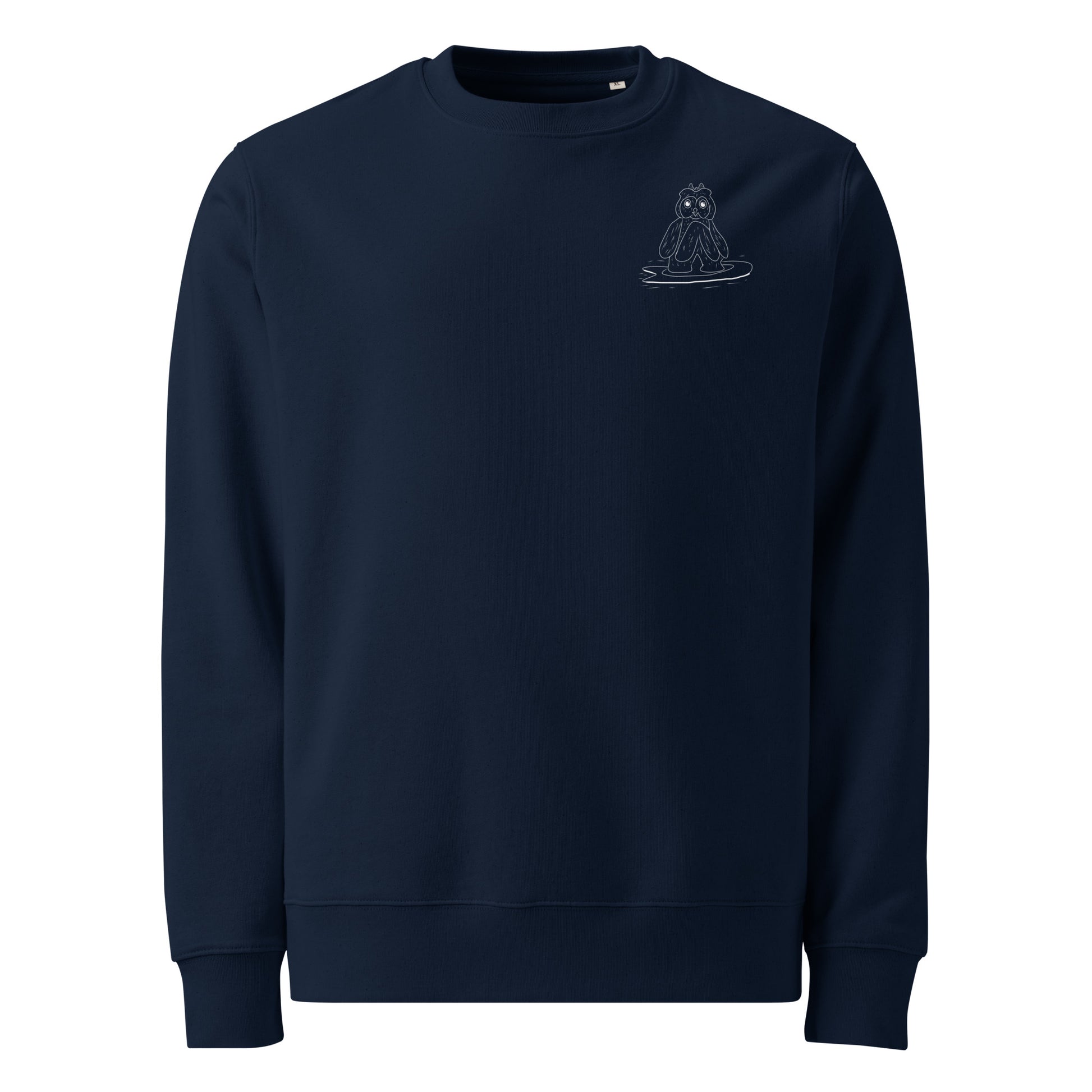 Surfing Owl White Line | Vegan Jumper in navy