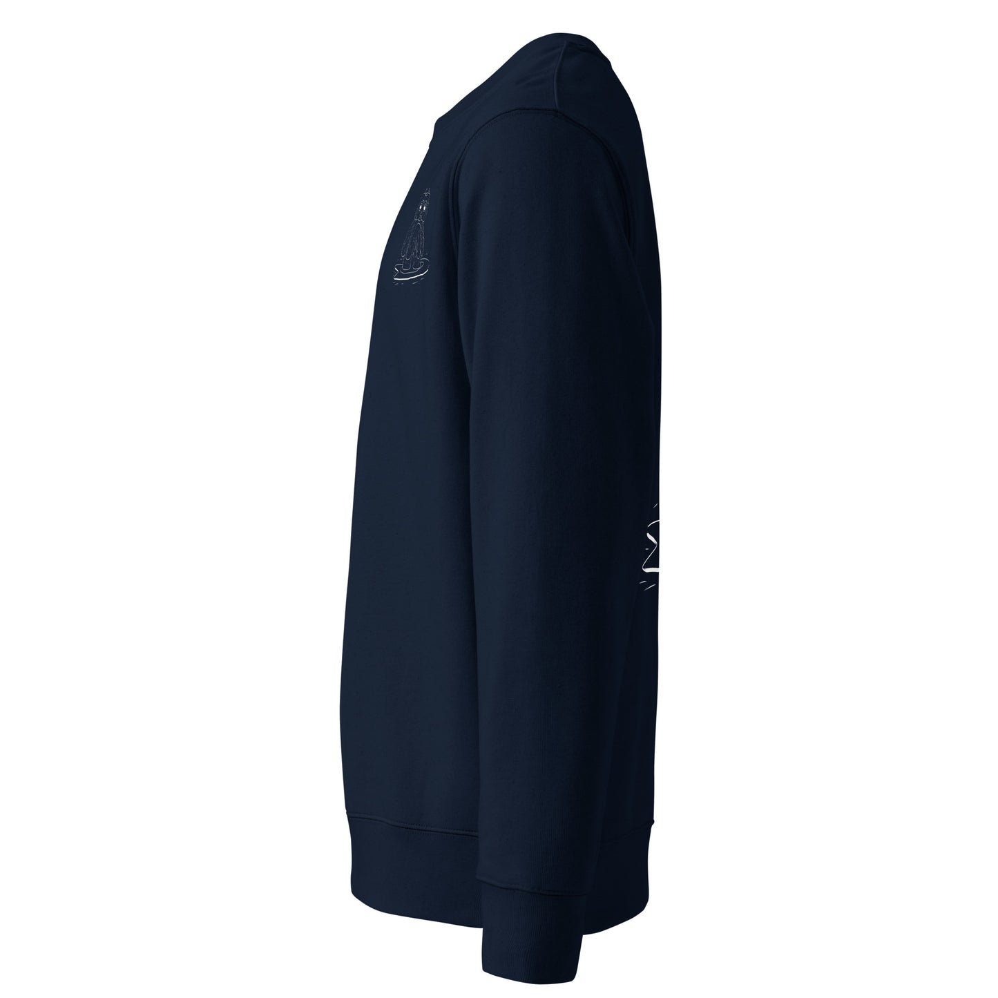 Surfing Owl White Line | Vegan Jumper in navy left