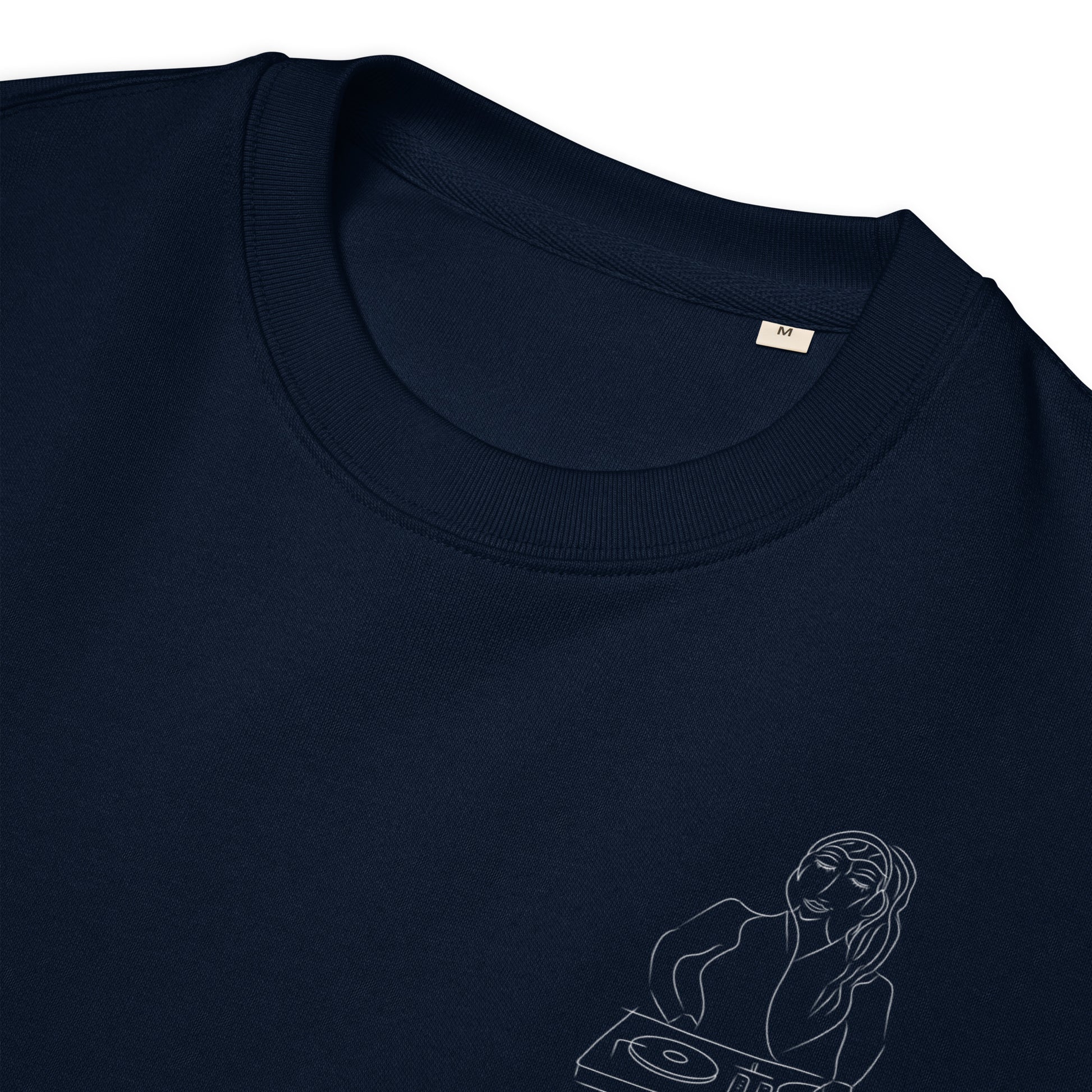 Woman DJ White | Vegan Jumper collar detail