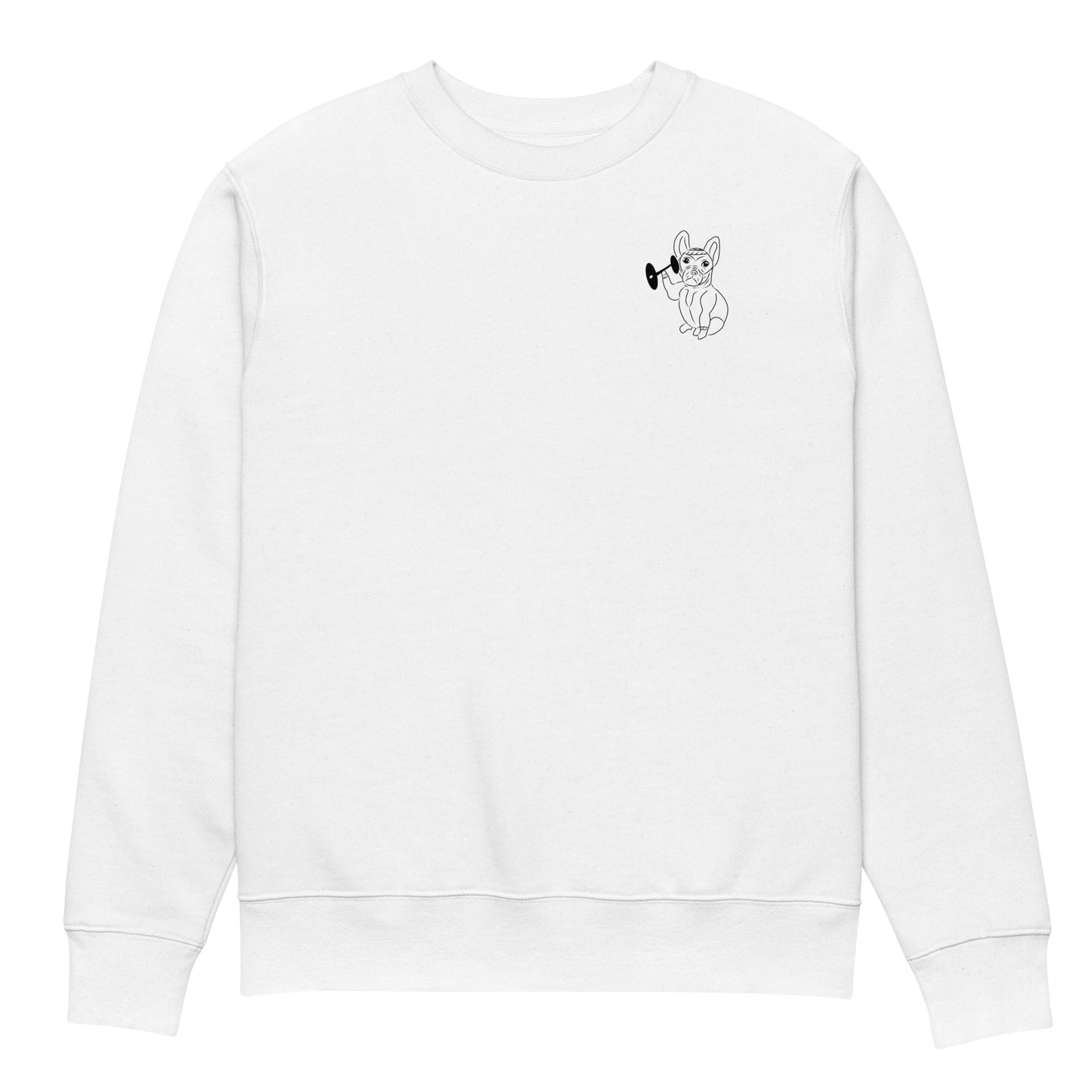 French Bulldog Weight Lifter | Vegan Jumper white front view