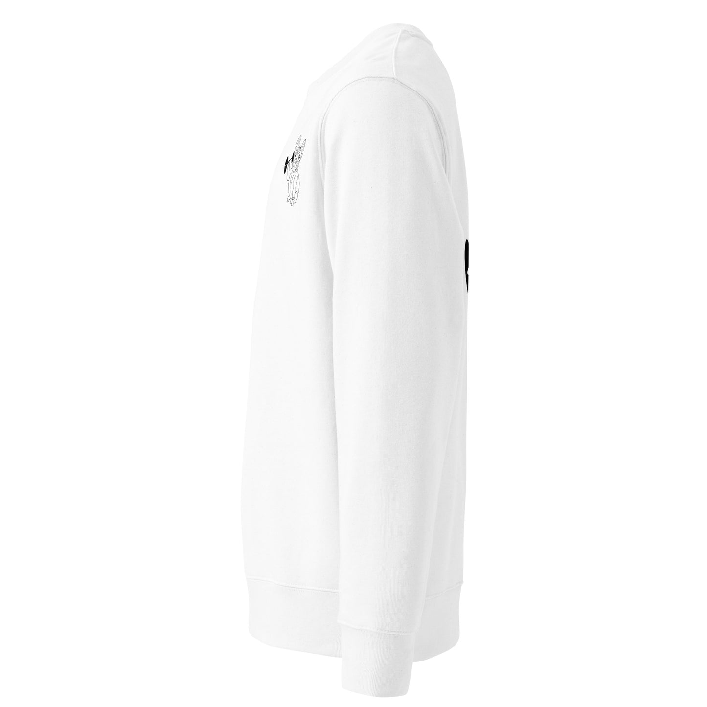 French Bulldog Weight Lifter | Vegan Jumper in white left view