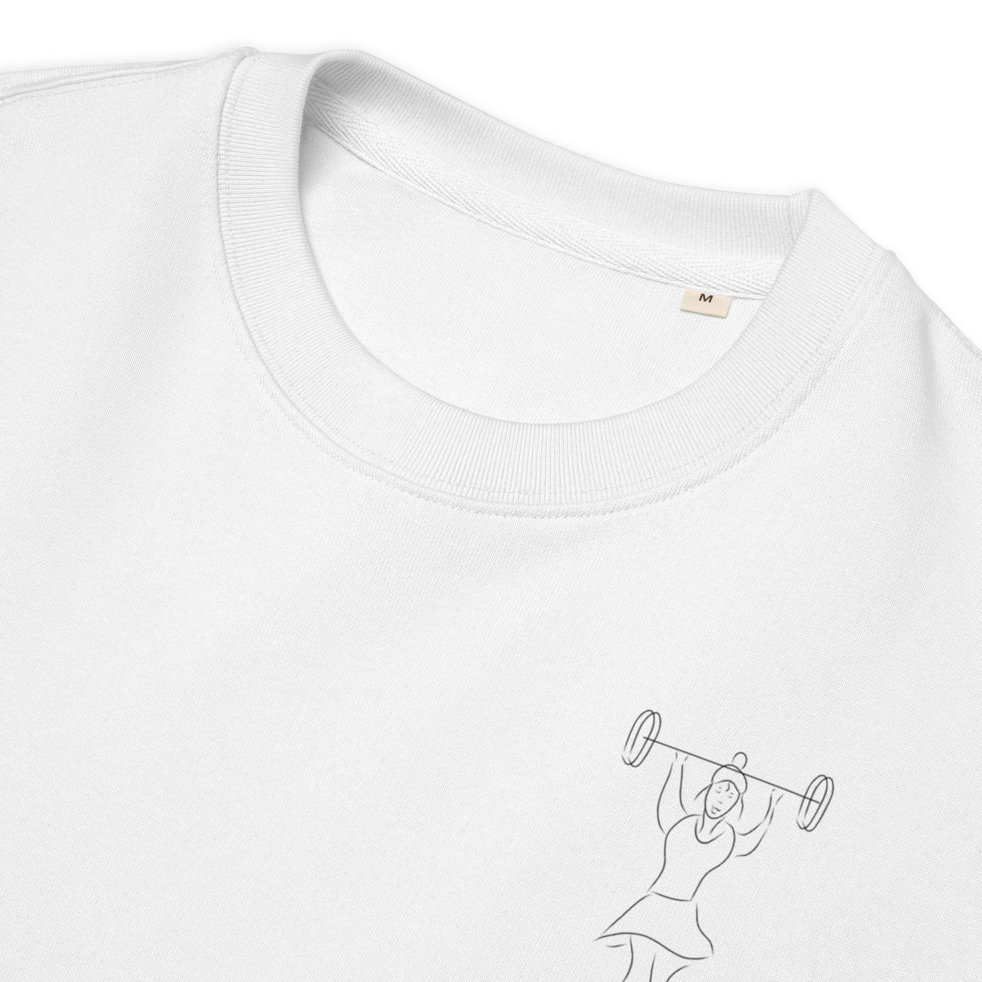 Women That Lift On White | Vegan Jumper collar detail