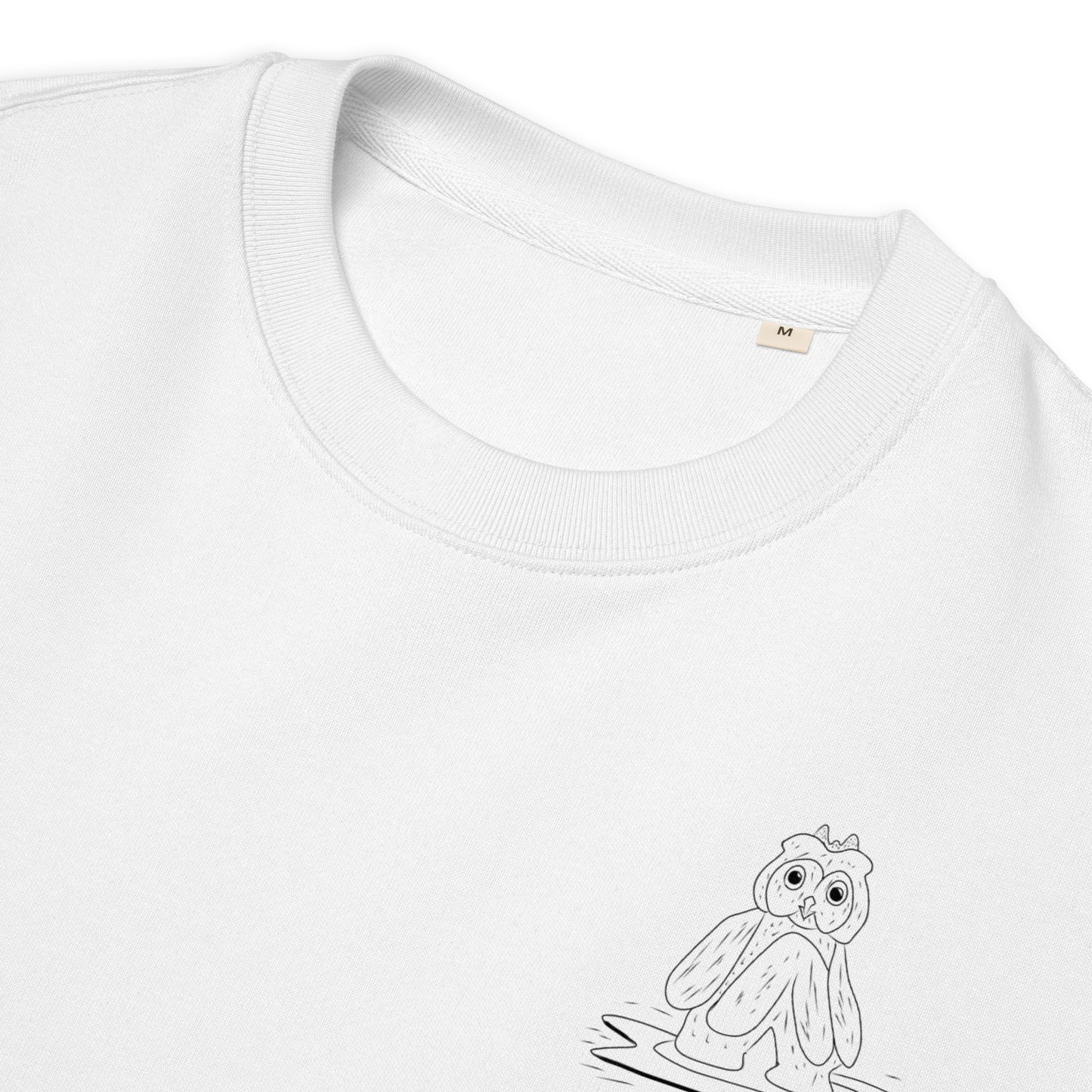 Surfing Owl | Vegan Jumper collar detail