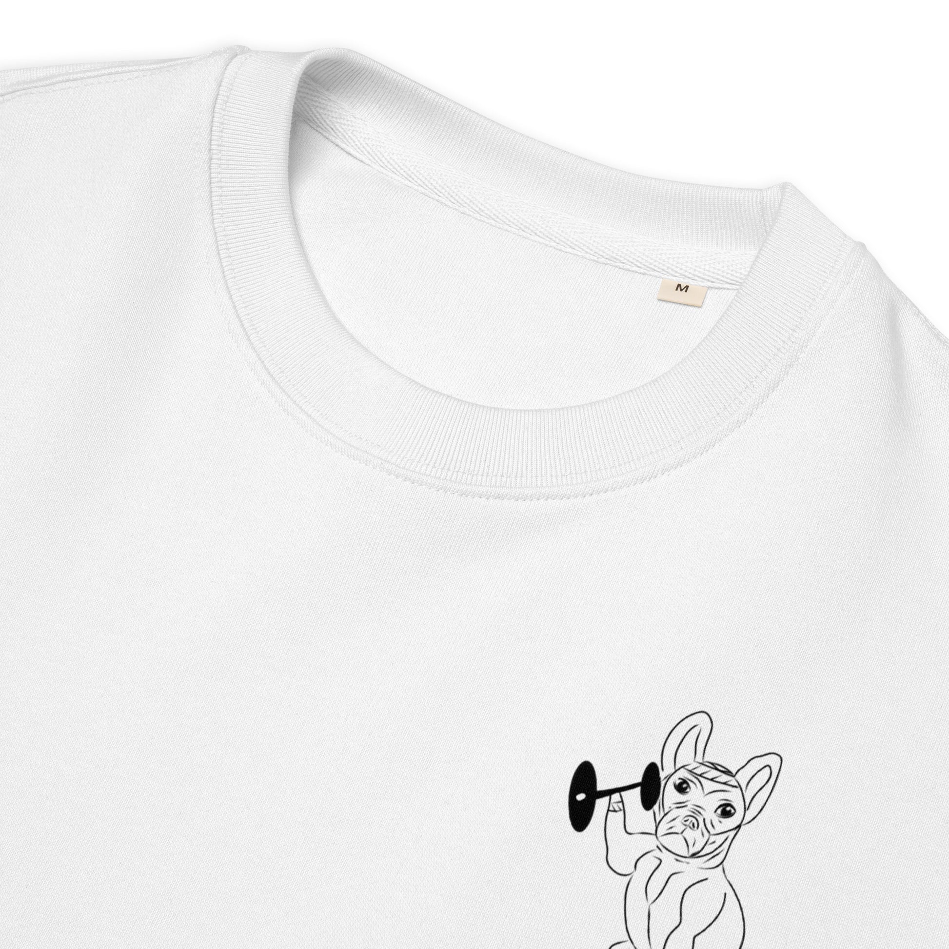 French Bulldog Weight Lifter | Vegan Jumper collar detail