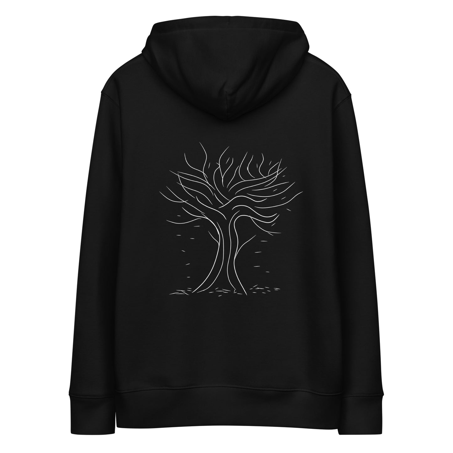 White Autumn Tree Trance | Sustainable Hoodie in black back