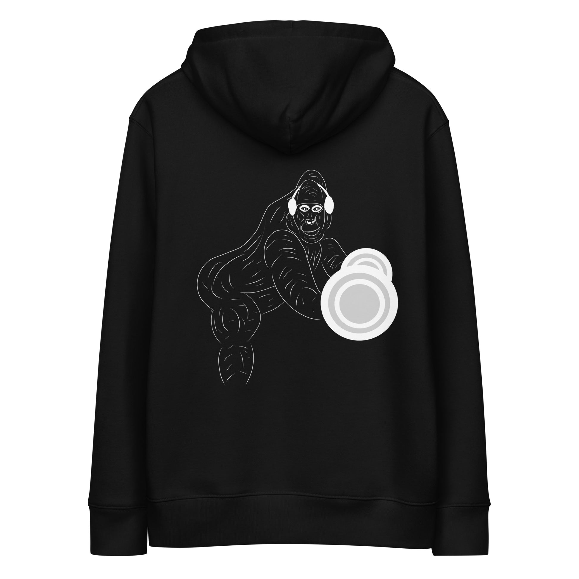 White Gorilla Gym | Sustainable Hoodie in black back