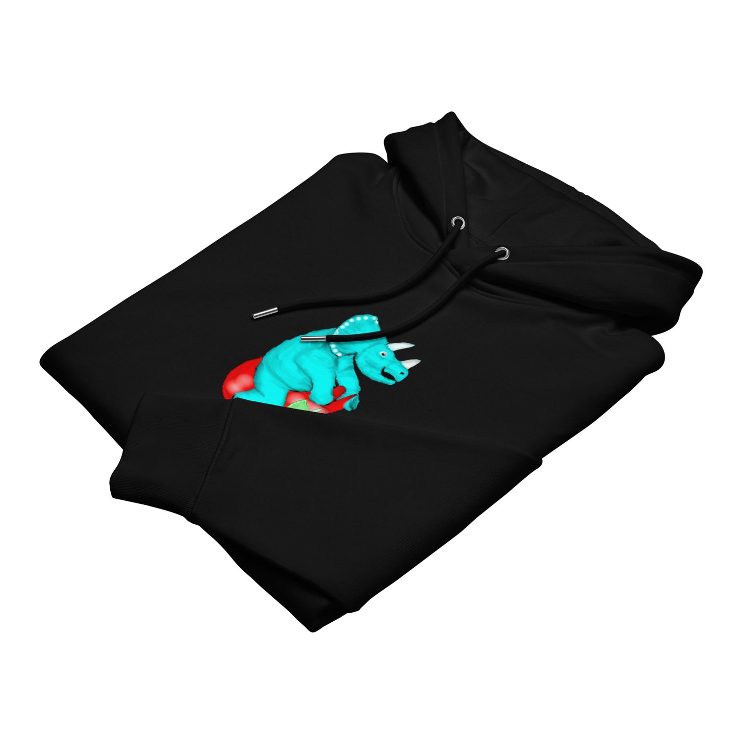 Dinosaur Triceratops | Sustainable Hoodie in black folded