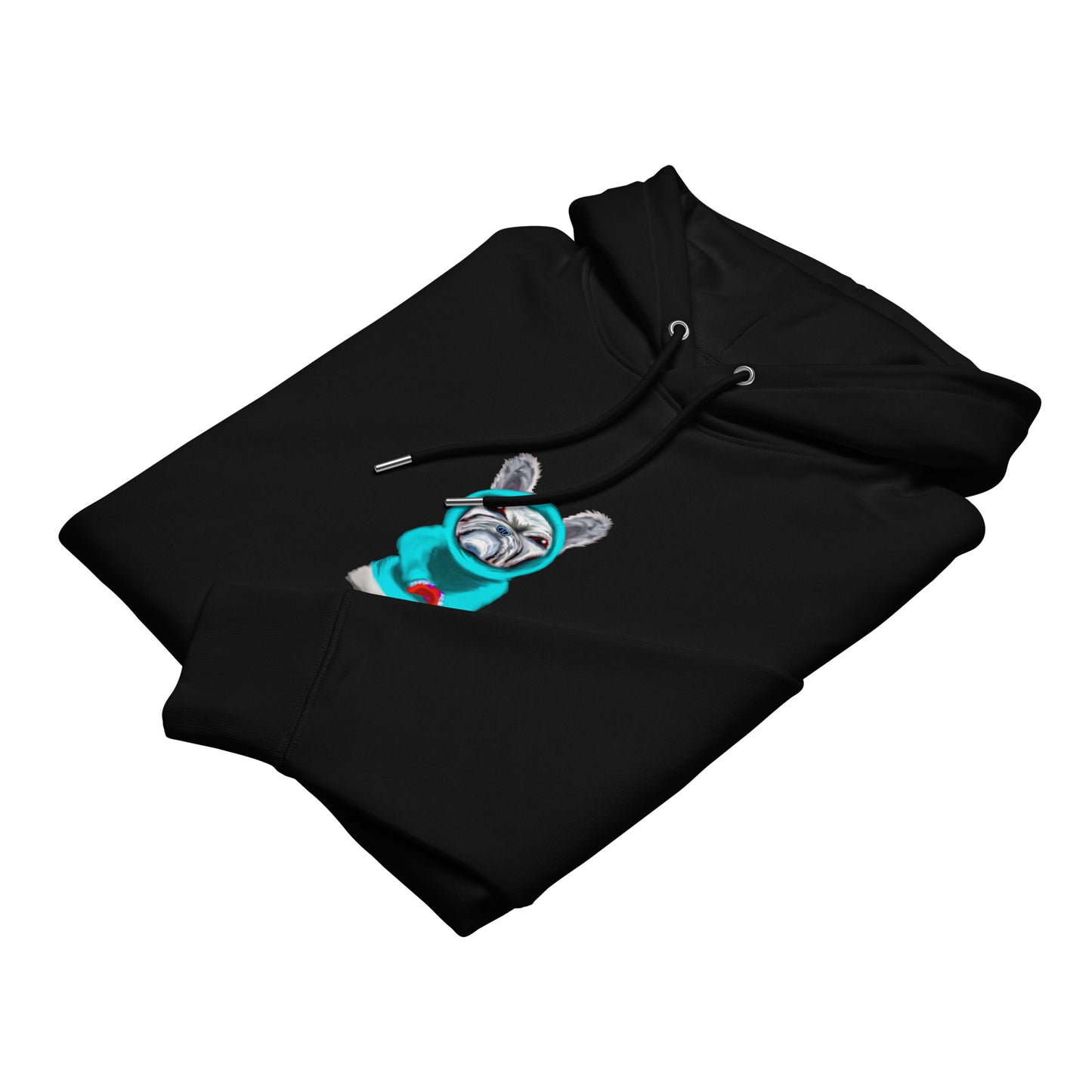 Dog Gamer | Sustainable Hoodie in black folded