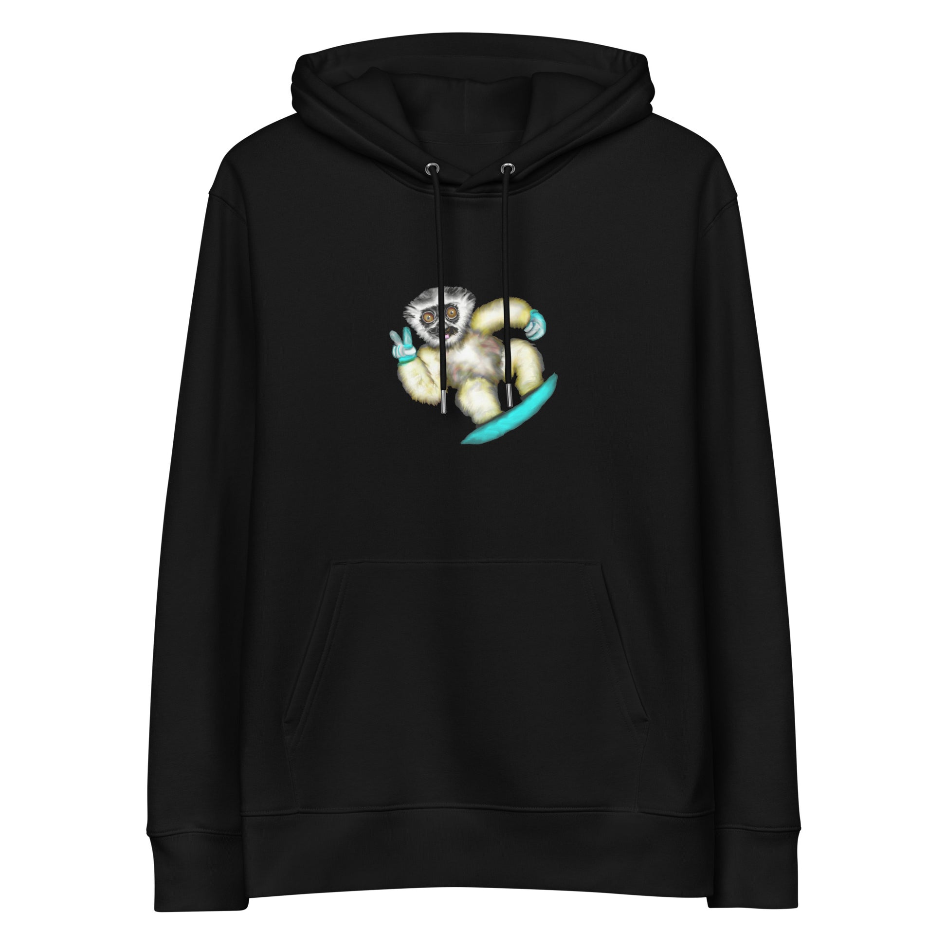 Lemur Snowboarder | Sustainable Hoodie in black