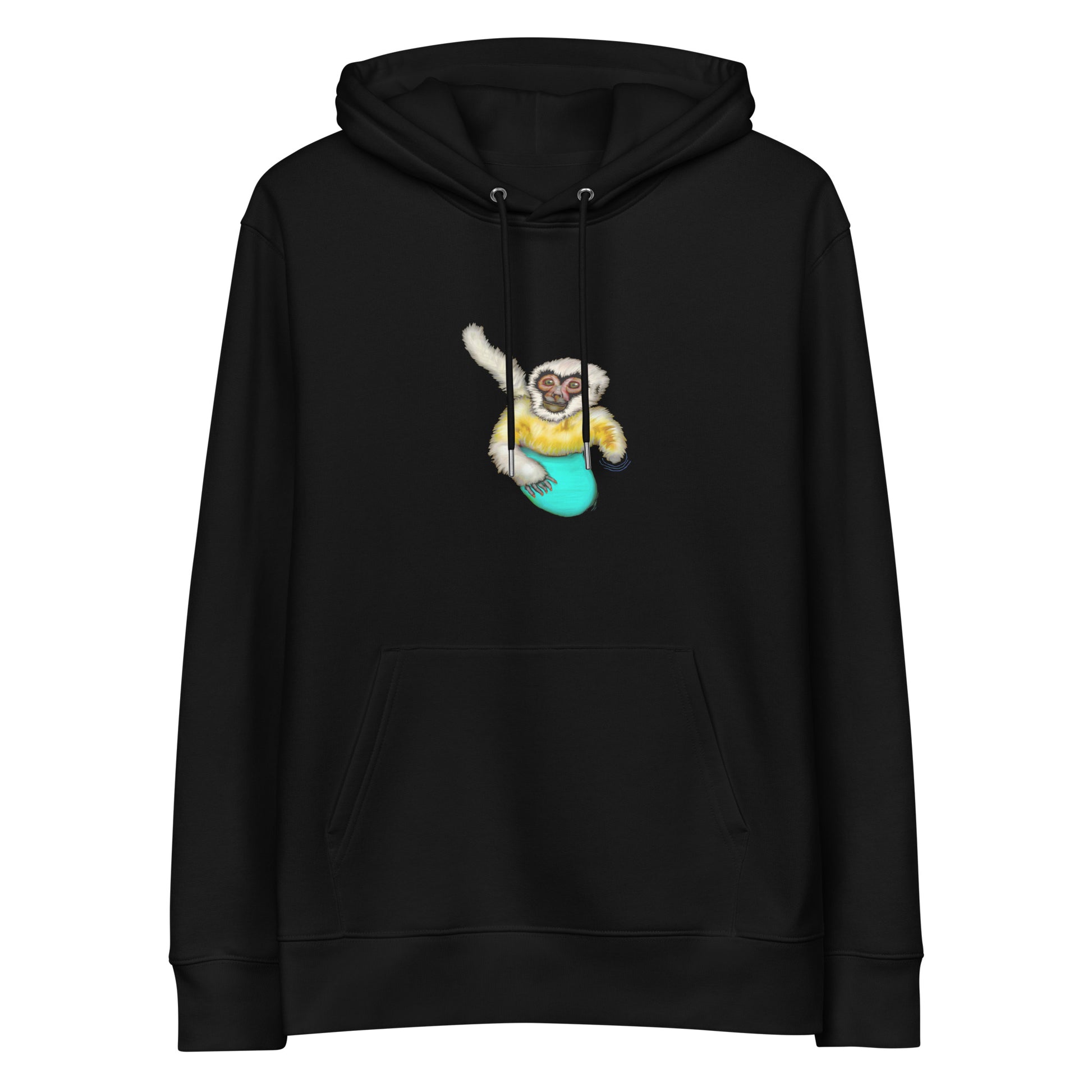 Surfing Gibbon | Sustainable Hoodie in black