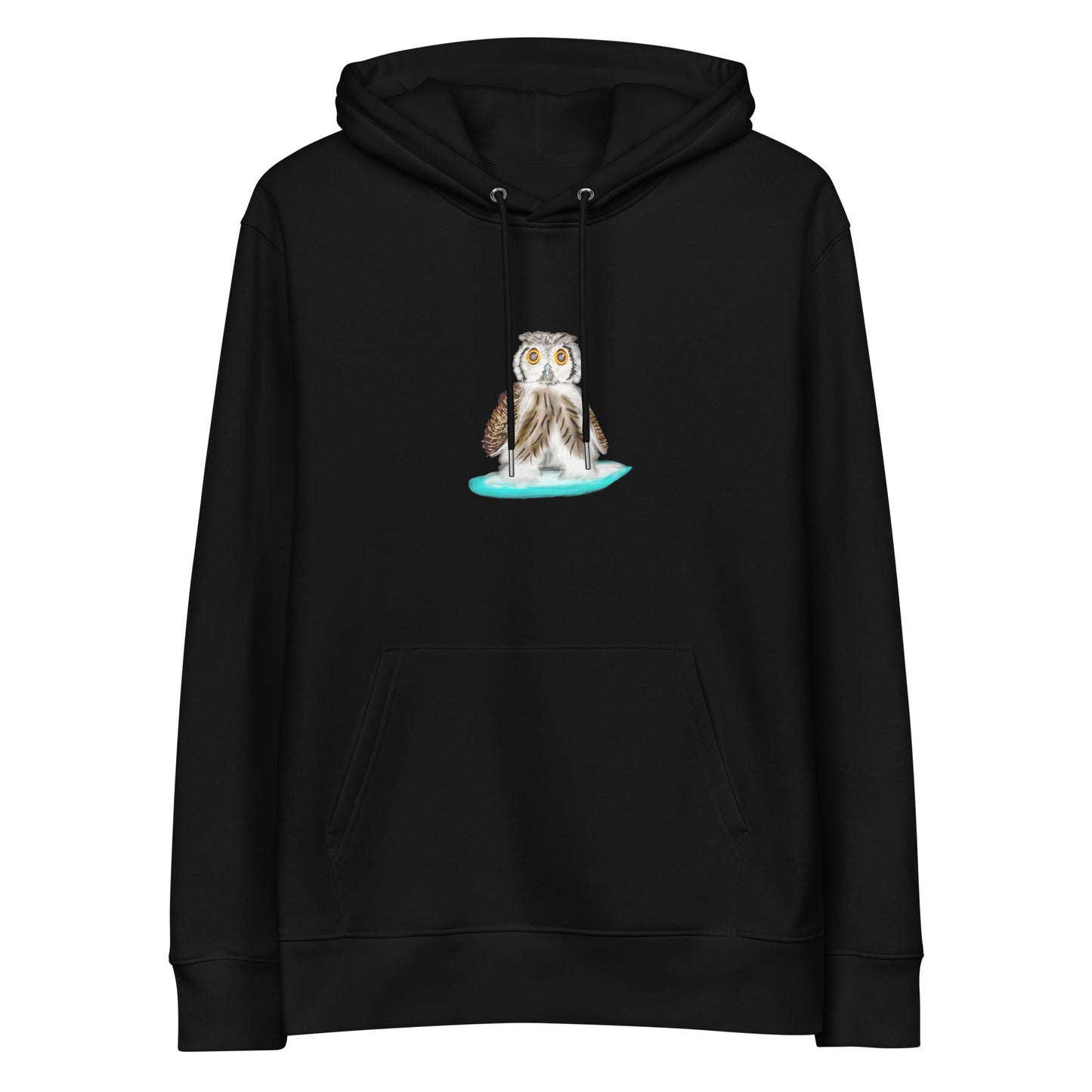 Surfing Owl | Sustainable Hoodie in black