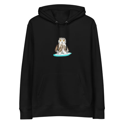 Surfing Owl | Sustainable Hoodie in black
